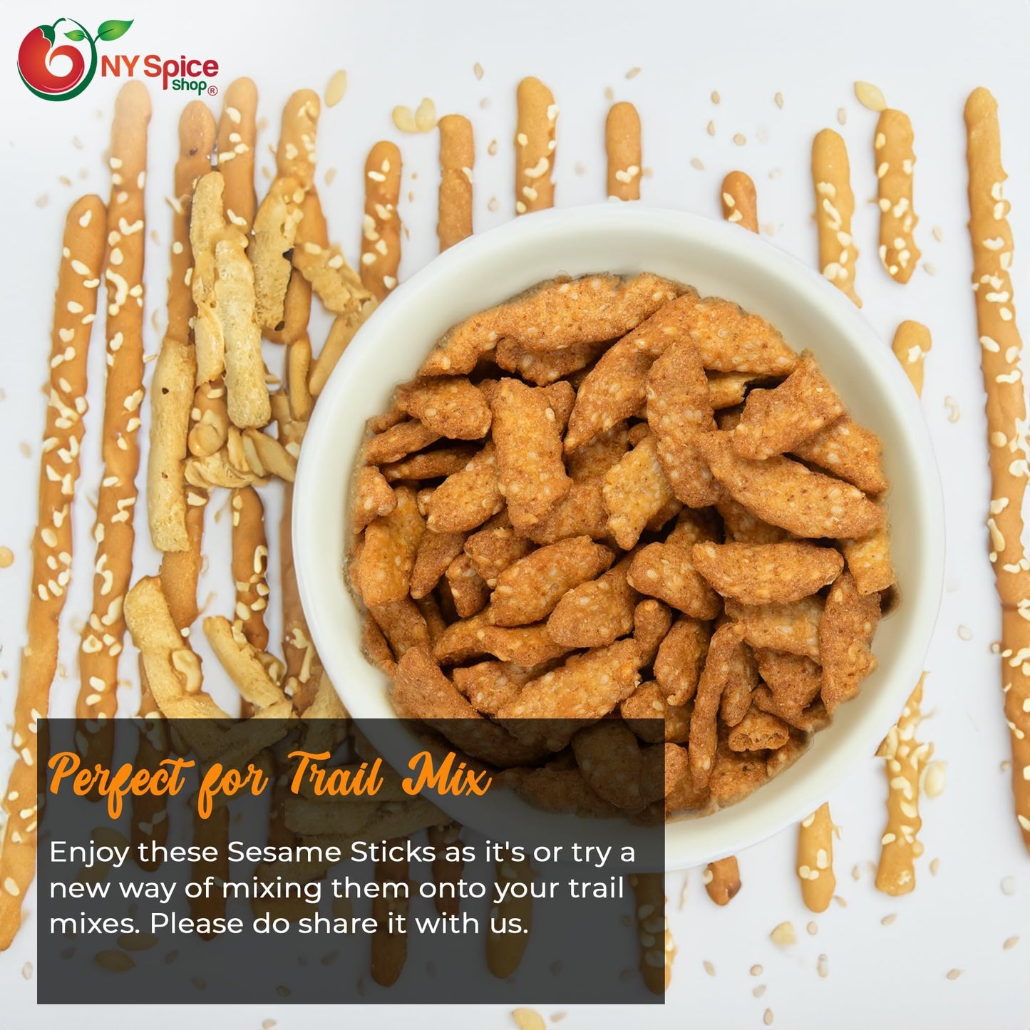 NY Spice Shop Everything Sesame Sticks Bulk - 1 Pound Everything Sesame Sticks - Crunchy Healthy Roasted Fresh Seed Crackers - Snack Mix Delicious
