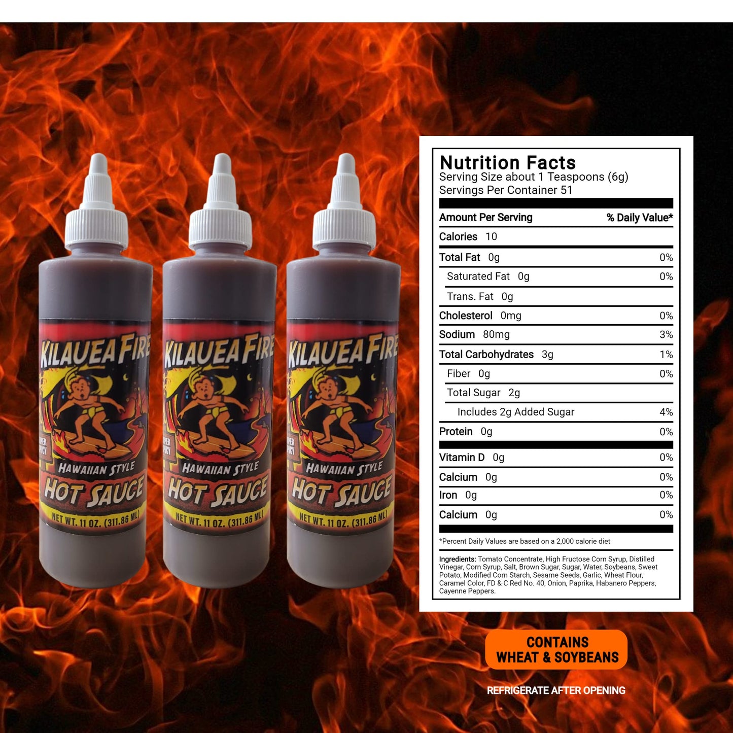Kilauea Fire Hot Sauce 11 fl.oz. (3 Bottles)