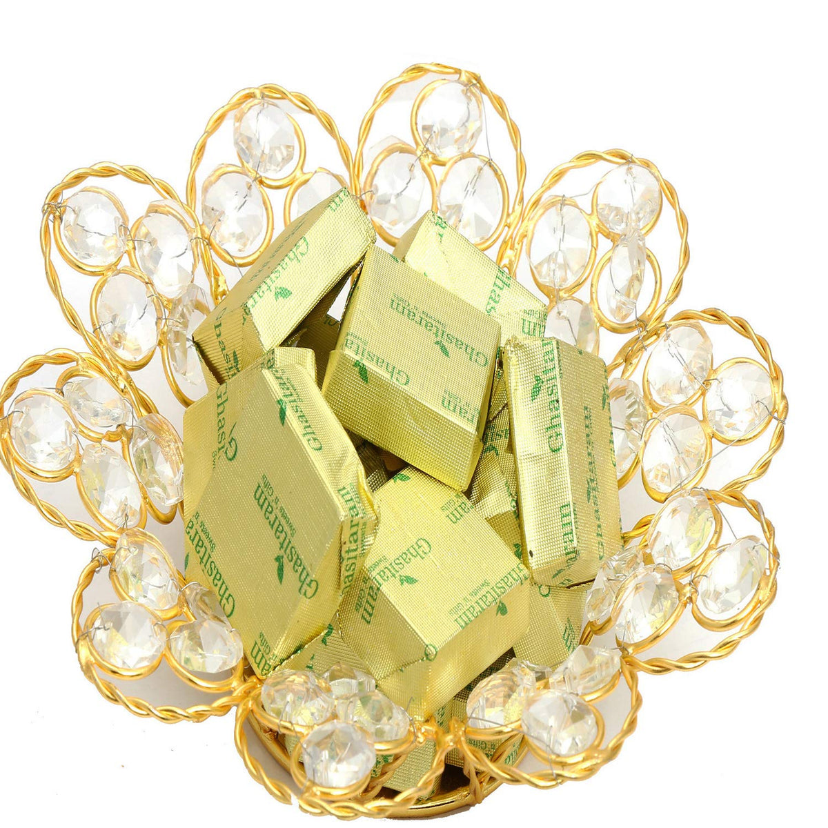 Ghasitaram Gifts Diwali Gifts Diwali Chocolate - Gold Crystal Chocolate Bowl