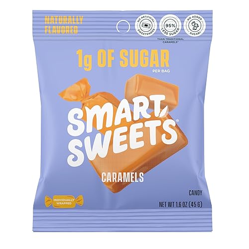SmartSweets Caramel Candies, 1.6oz (Pack of 12), Creamy Candy with Low Sugar (1g), Low Calorie (140), Plant Based, Gluten Free, No Artificial Colors