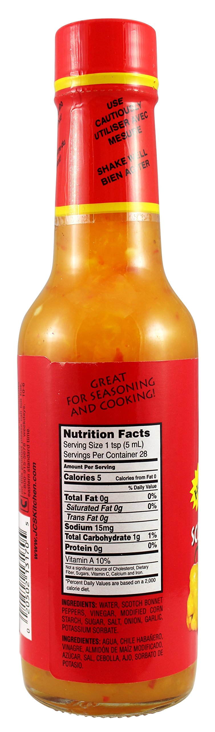 JCS Hot Scotch Bonnet Pepper Sauce (Pack of 3), 5 oz Jars