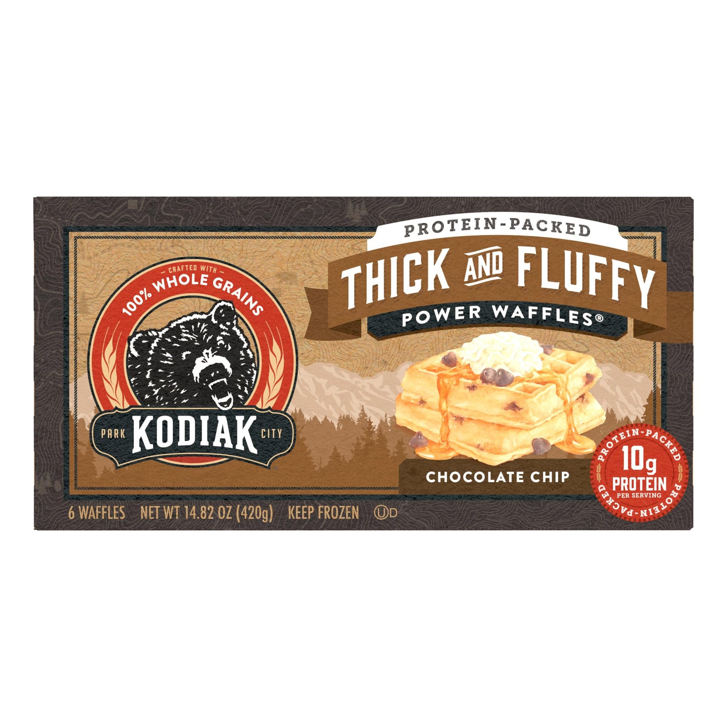 Kodiak Cakes, Thick and Fluffy Power Waffles Chocolate Chip, 14.82 Ounce