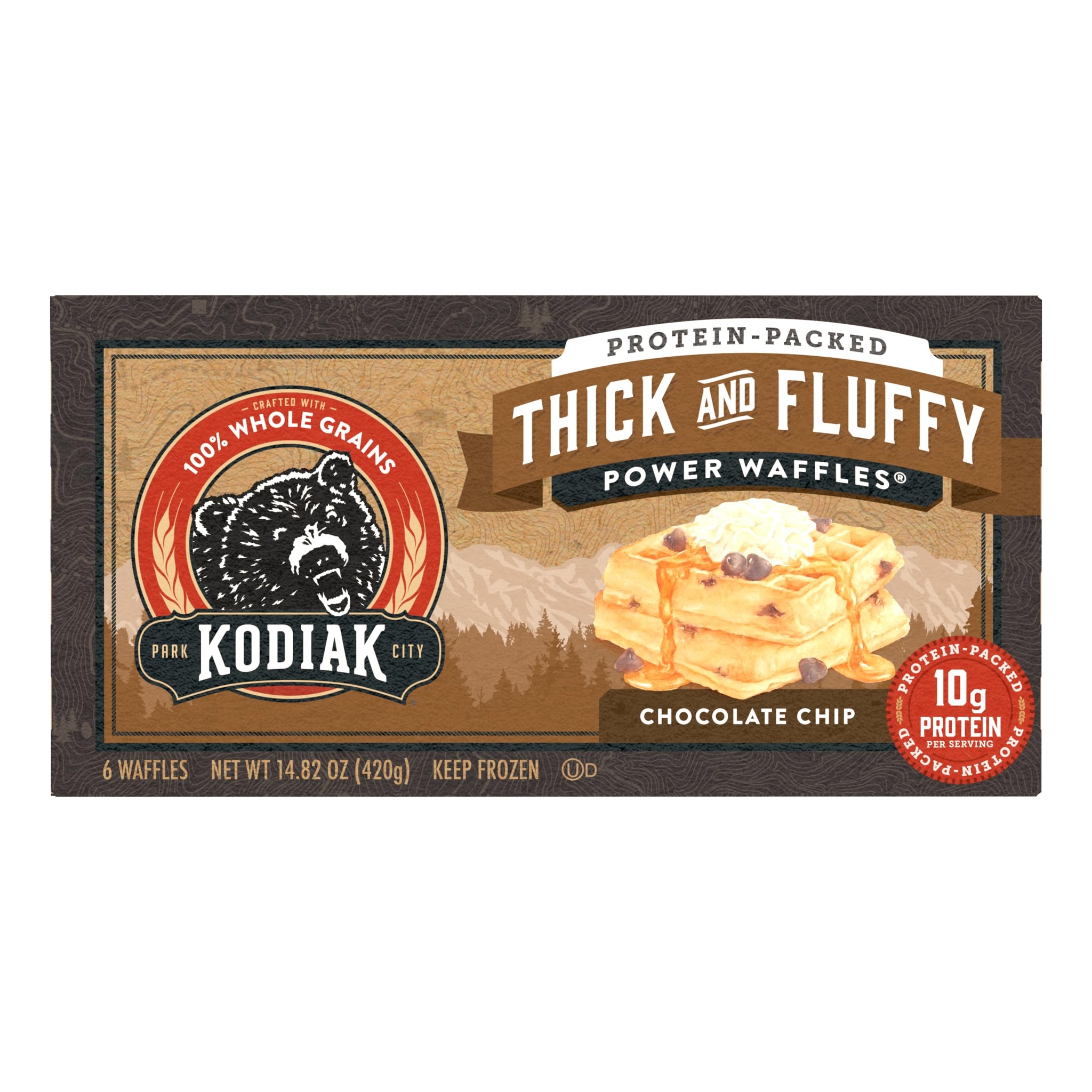 Kodiak Cakes, Thick and Fluffy Power Waffles Chocolate Chip, 14.82 Ounce
