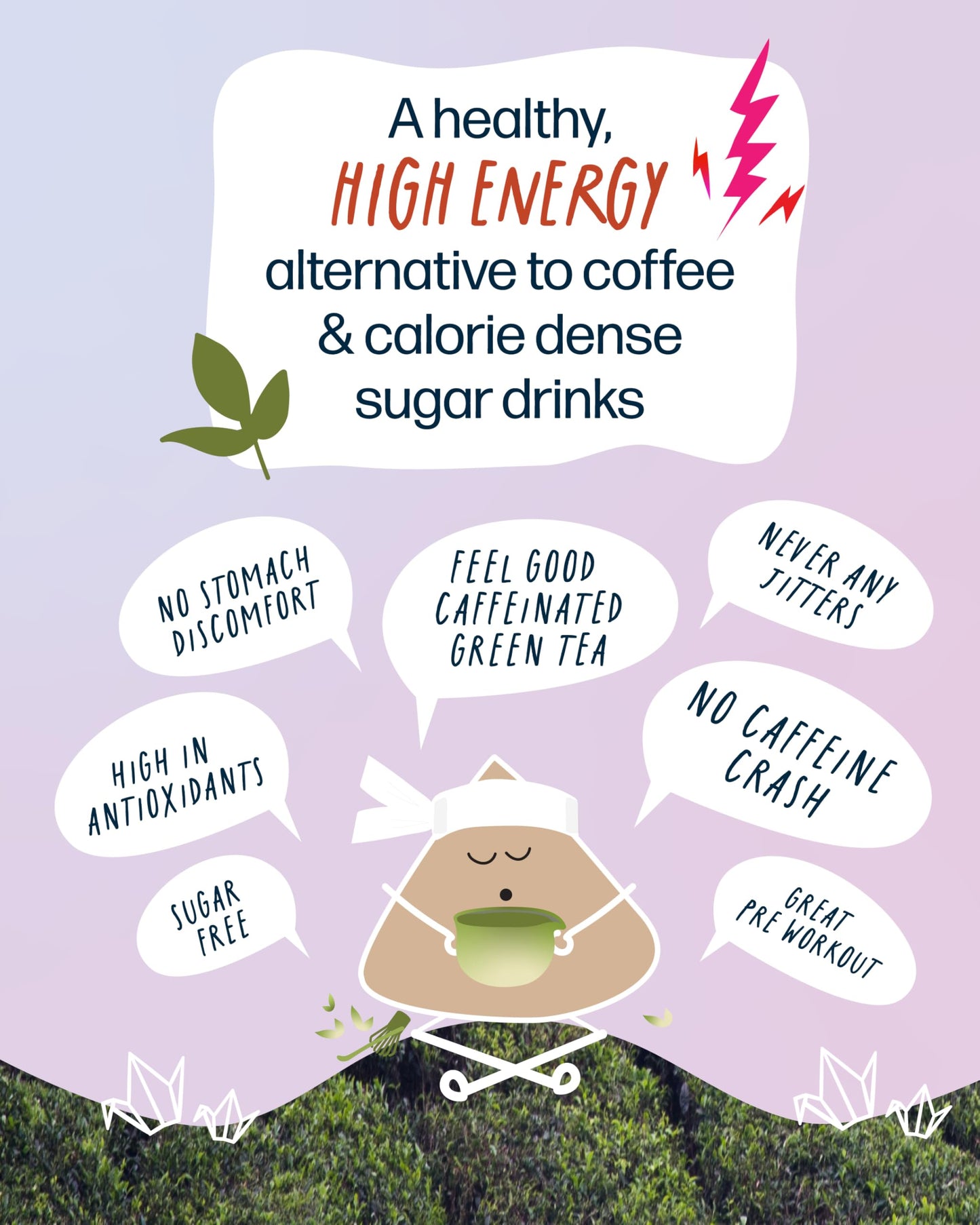 High Caffeine Mushroom Tea (155 mg) - Kubo Tea: Organic Reishi Breakfast Black Tea Bags for Clean Energy & Focus | Healthy Coffee Substitute |