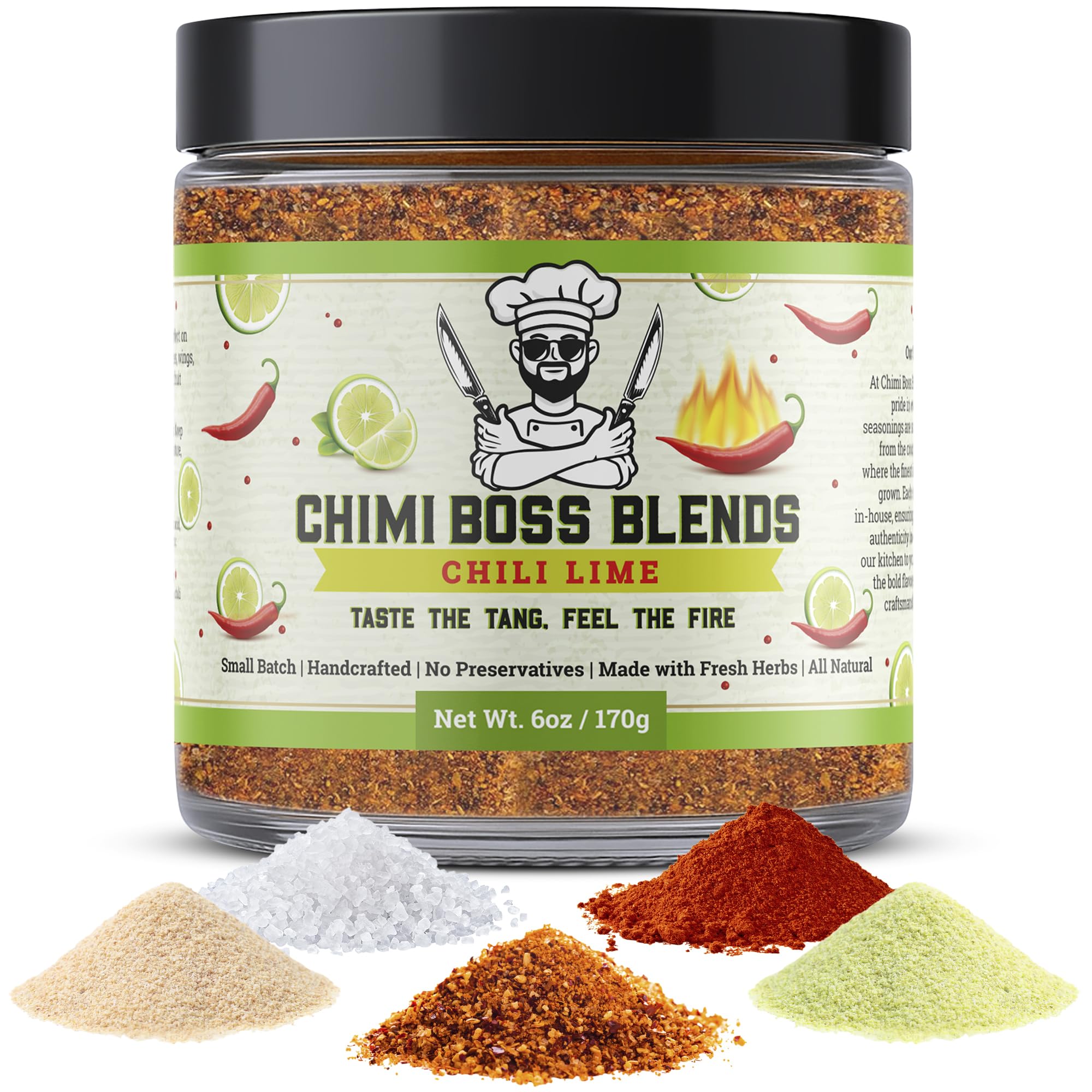 Chimi Boss Chili Lime Seasoning, 6oz - Zesty & Spicy Dry Rub for Tacos, Chicken, Veggies, Fruit and Snacks - All Natural Tangy Latin Inspired Spice