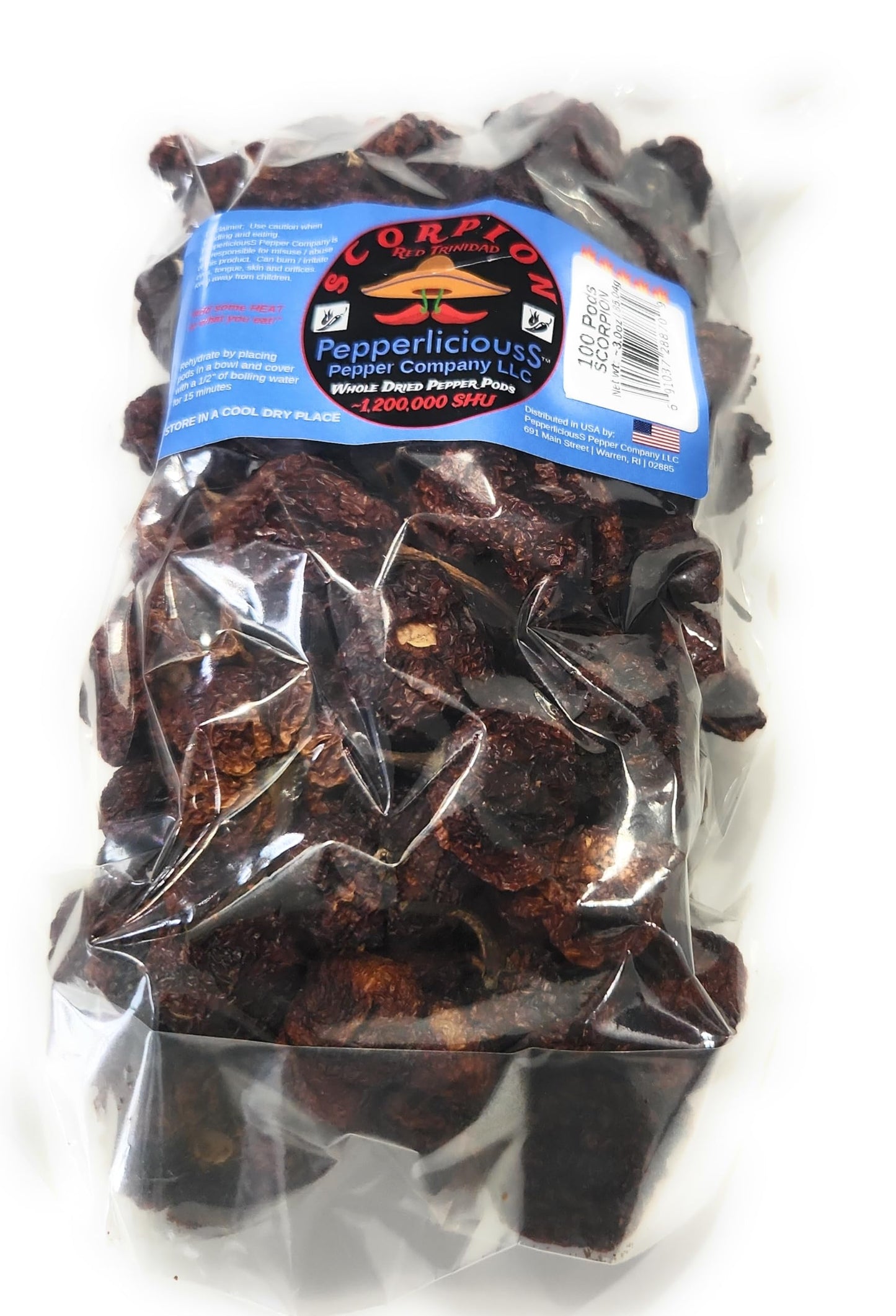 100 Red Trinidad Scorpion Whole Dried Chili Pepper Pods