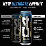 C4 Ultimate x WWE | 300mg Caffeine Sugar Free Energy Drink | Ruthless Raspberry| 16oz (Pack of 12)