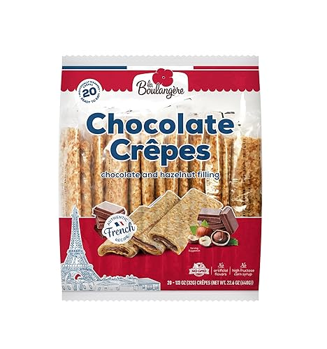 La Boulangere Chocolate Hazelnut Crepes, Individually Wrapped, Non GMO, Free From Artificial Flavors & Colors, 20-Count