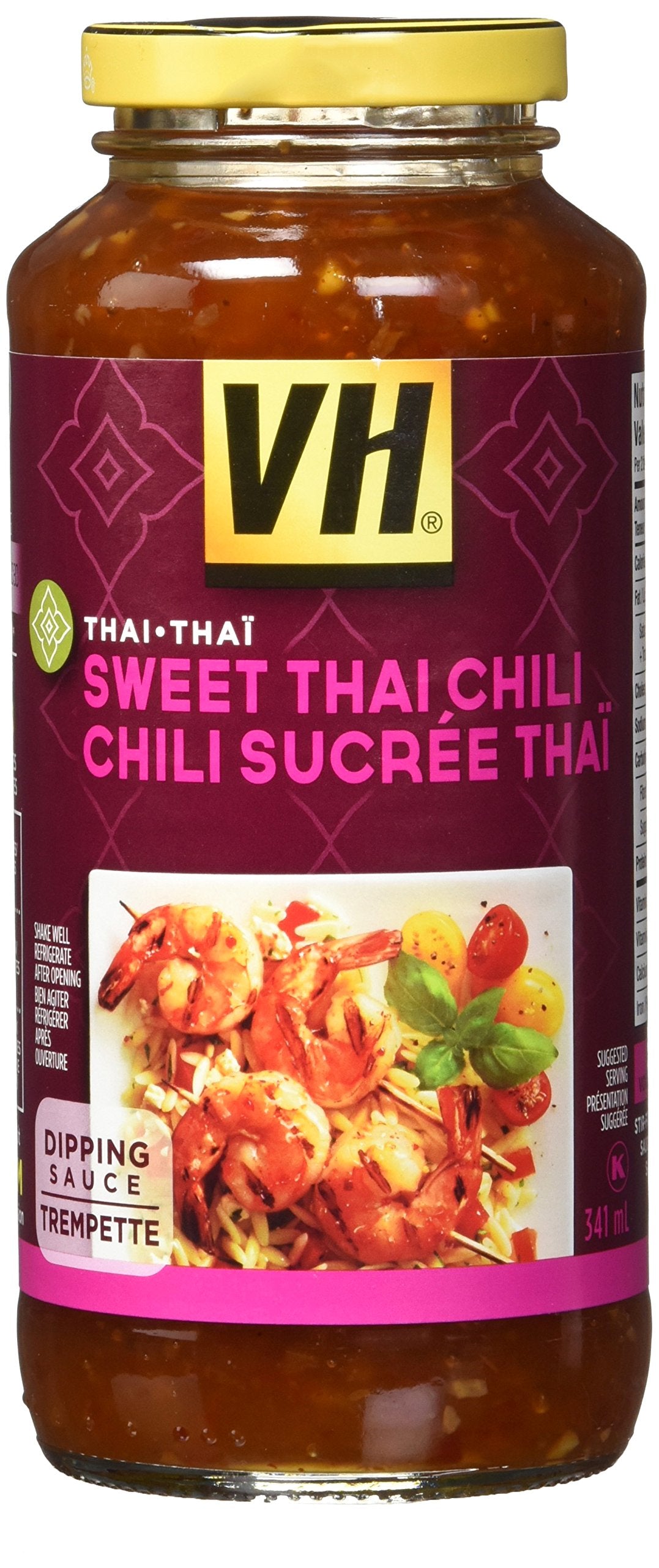 VH Sweet Thai Chili Dipping Sauce (12 Count), 341ml/11.5oz, Jars, (Imported from Canada)