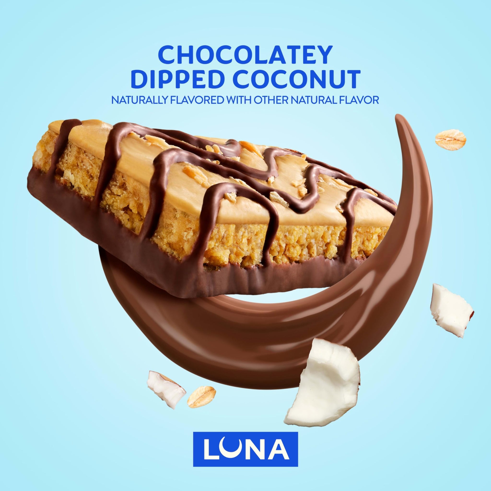 LUNA Bar - Chocolatey Dipped Coconut Flavor - Gluten Free Snack Bars - Non-GMO - Protein Bars - Made with Organic Oats (6 Pack)