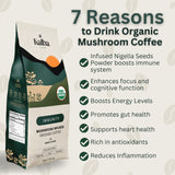 Organic Mushroom Coffee Ground with Lion’s Mane, Chaga, Turkey Tail & Nigella Seed Powder - Medium Roast Functional Wellness Coffee for Focus, Calm