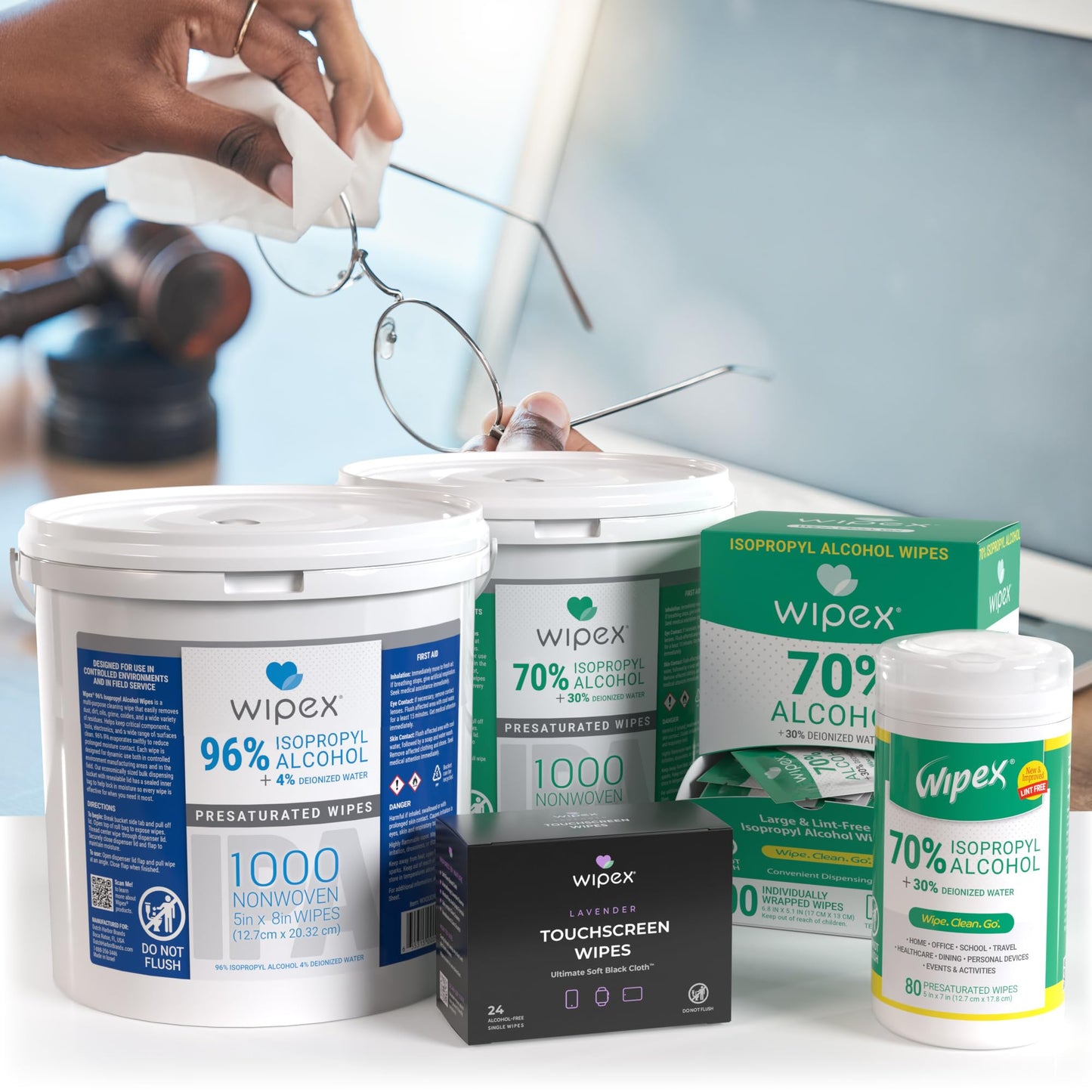Wipex 70% Isopropyl Alcohol Wipes, Bulk 1000 Count - Ideal for Electronics, Household, Work & School Equipment Cleaning - Lint-Free SMS Cloth Safe