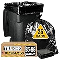 Tasker 95 Gallon Contractor Garbage Bags - 2 Mil Extra Heavy Duty Trash Bags - 96-100 Gallon Trash Can Liners, Industrial Trash Bags with Ties - 25
