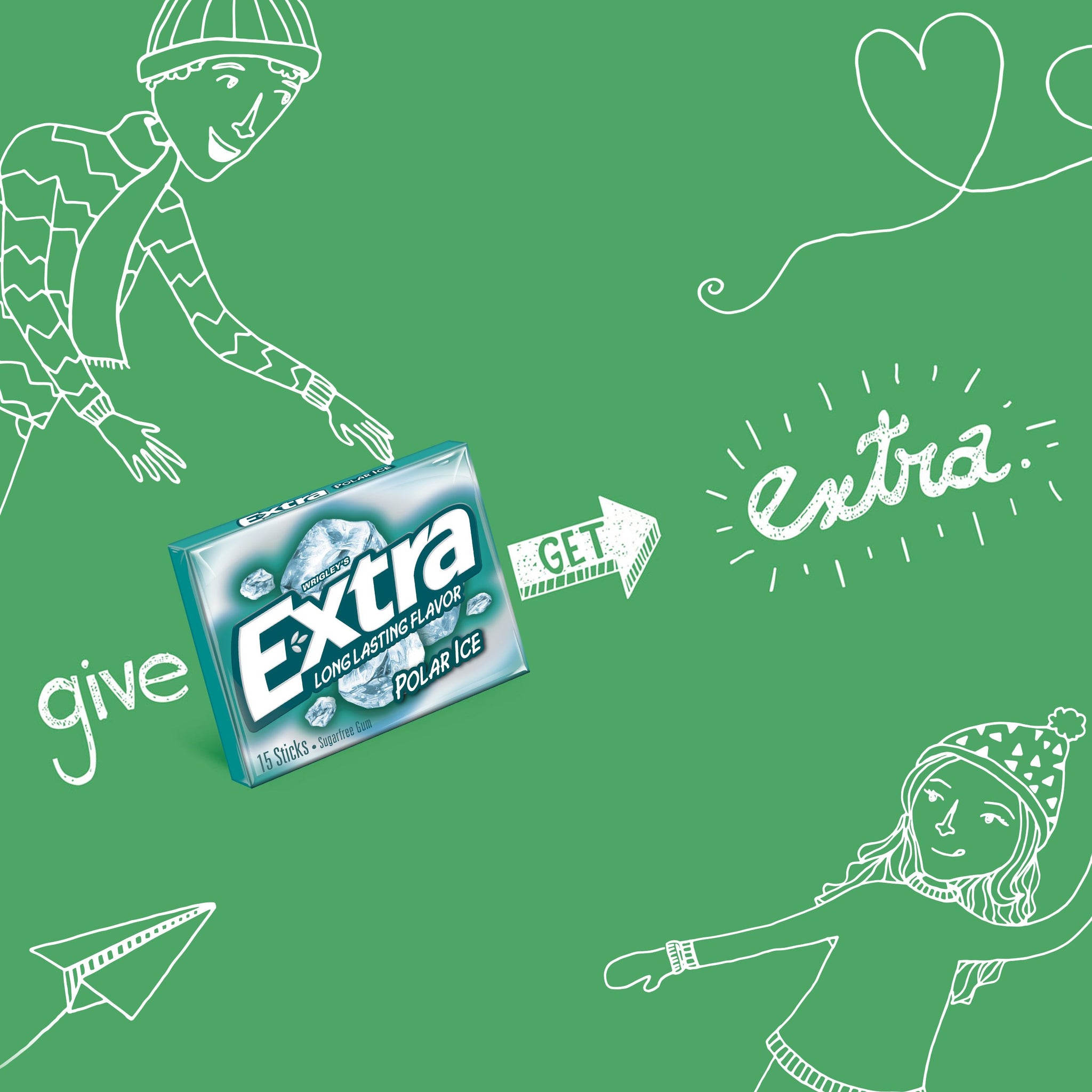 EXTRA Gum Polar Ice, Sugarfree Gum, 45 Ct, Bulk Mint Gum with Strong Mint flavor for Breath Refreshing, After Meals, Travel, and More with Long