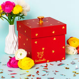 Love Butterfly Explosion Gift Box by Send A Cake - Flying Butterfly Surprise with Flower Shower & Red Velvet Mini Bundt Cake - Ready to Gift Fun
