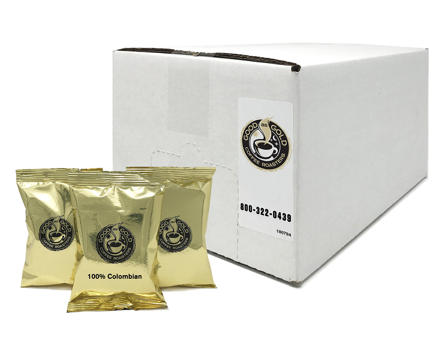 100% Colombian Coffee Pouches, Good As Gold Coffee (40/2.0oz Pre measured coffee packets), Premium 100% Arabica Medium Roast Blend