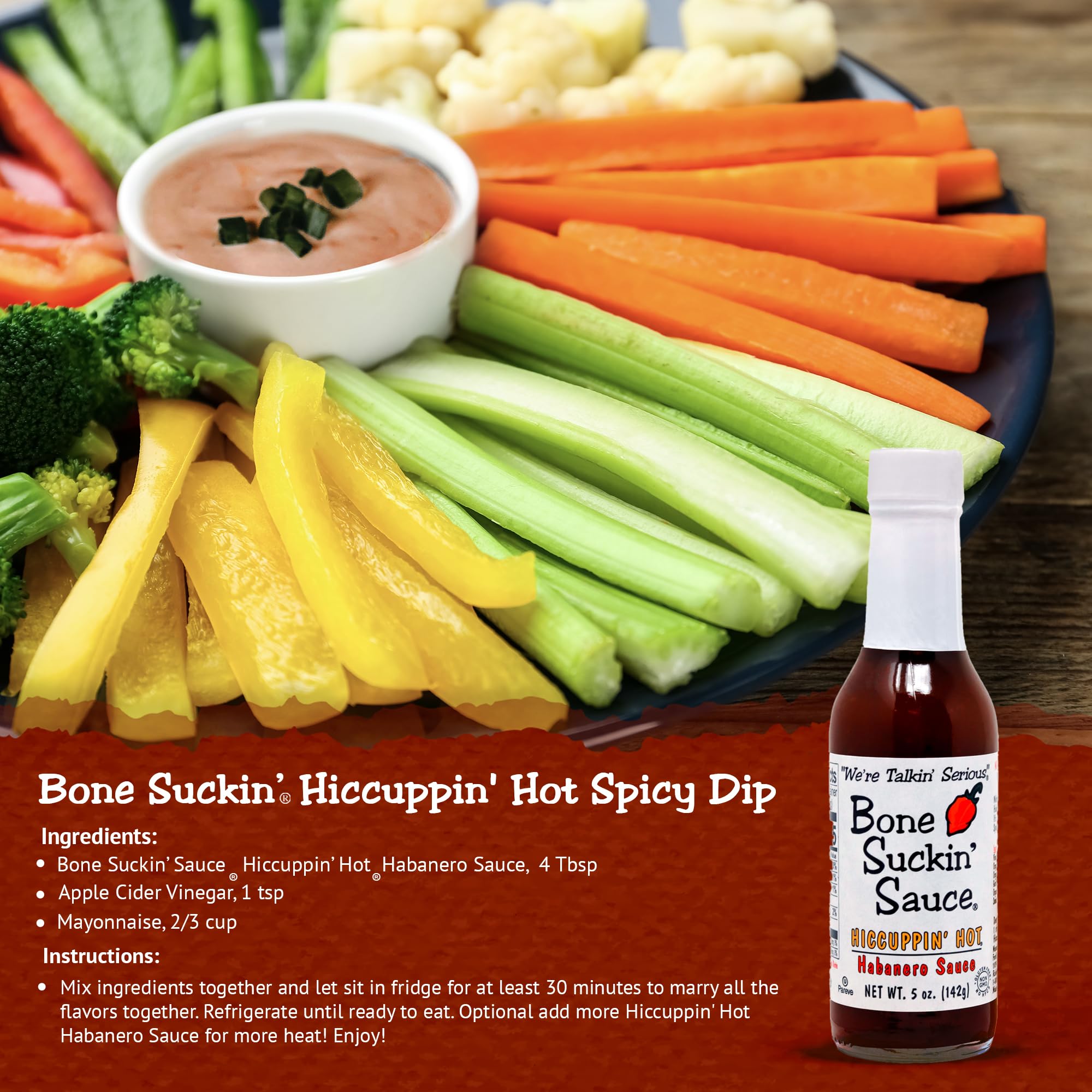 Bone Suckin' Hiccuppin' Hot Habanero Sauce - 5 oz. - Mother Nature's Habanero Heat Infusion - Perfect on All Foods