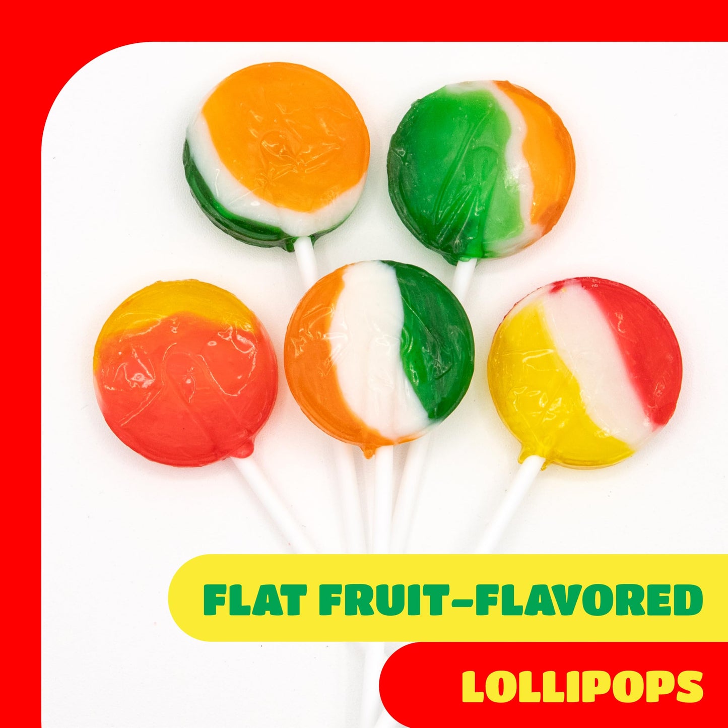 Fruit Lollipops - 40 Count - 1 Lb Pack - Assorted Fruit Hard Candy Individually Wrapped - Flat Suckers for Goodie Bags, Parties & Classroom Rewards