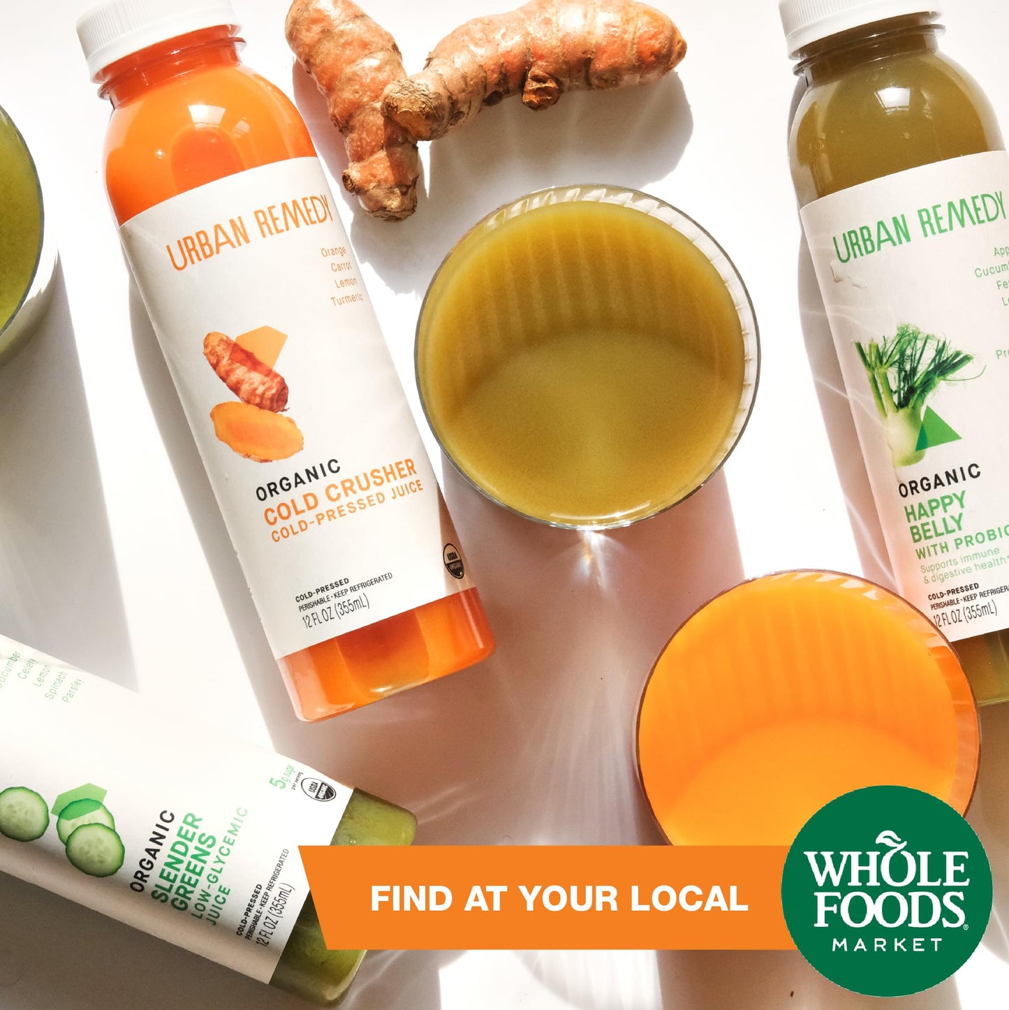 Urban Remedy Cold Crusher Organic Juice, Cold-Pressed, 12 fl oz, Orange, Carrot, Lemon & Turmeric Blend, Immune Support, Organic, Non-GMO