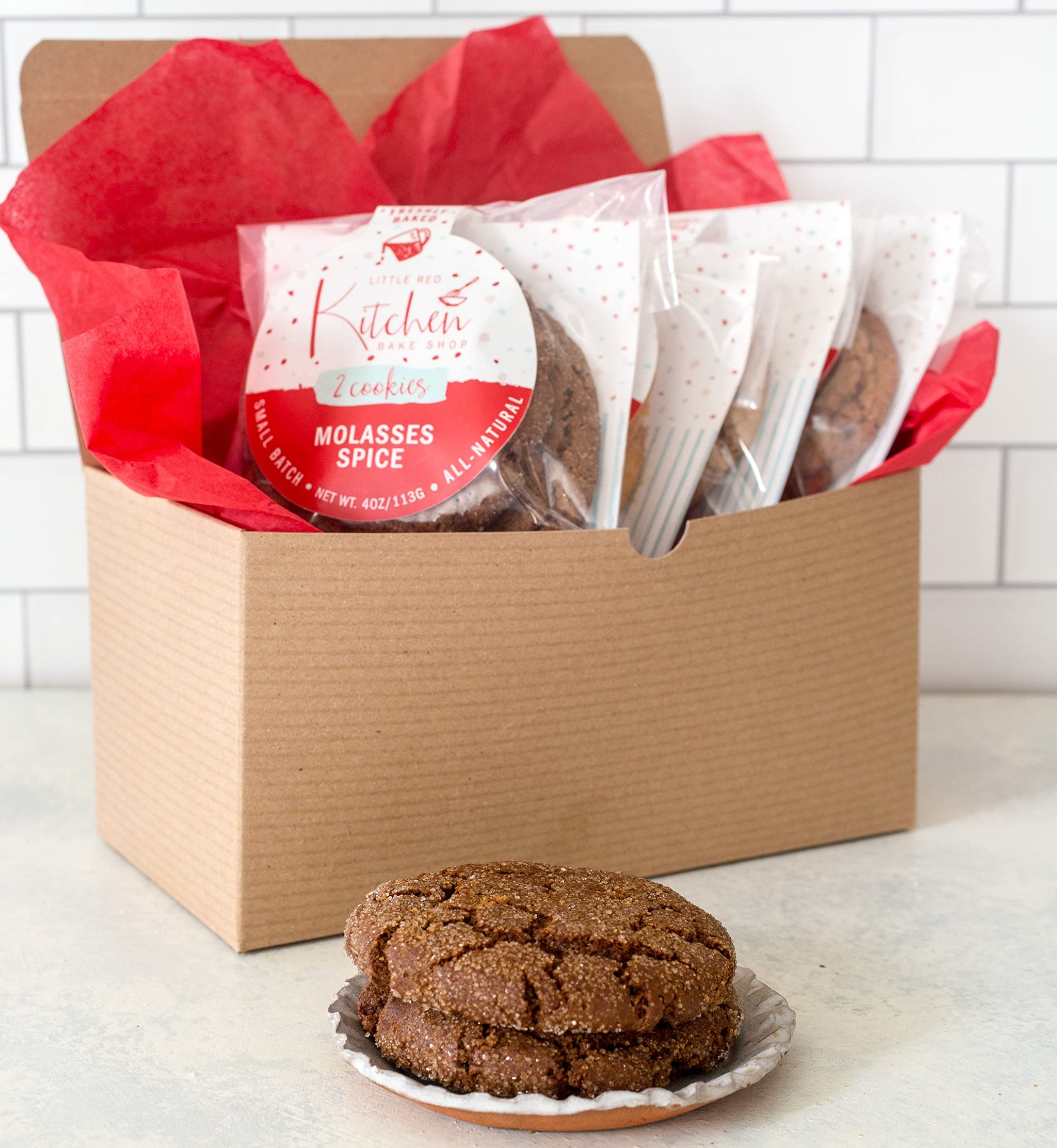 Fresh Baked Molasses Spice Cookies - 1 Dozen - Gourmet Gift Box - Gifts For Men & Women - Soft Cookies - Little Red Kitchen Bake Shop