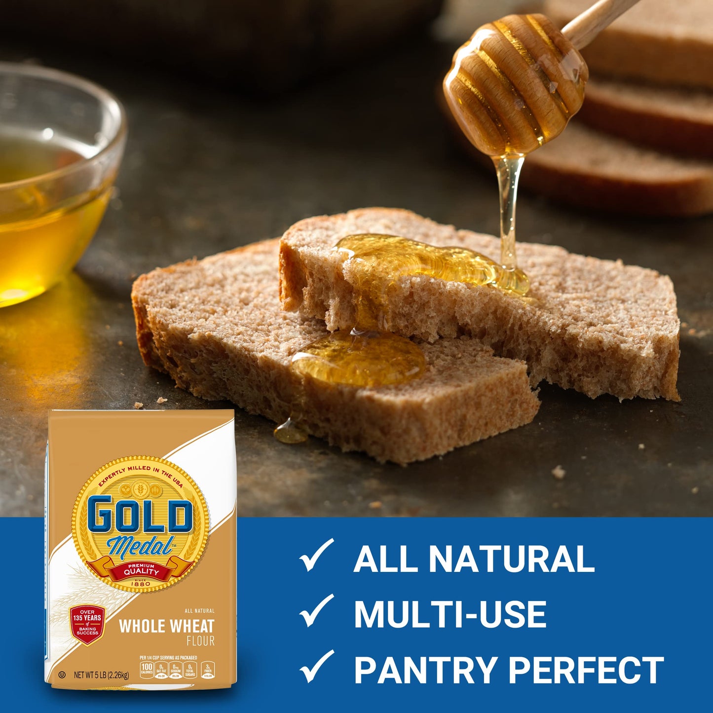 Gold Medal Premium Quality All Natural Whole Wheat Flour, 5 lb