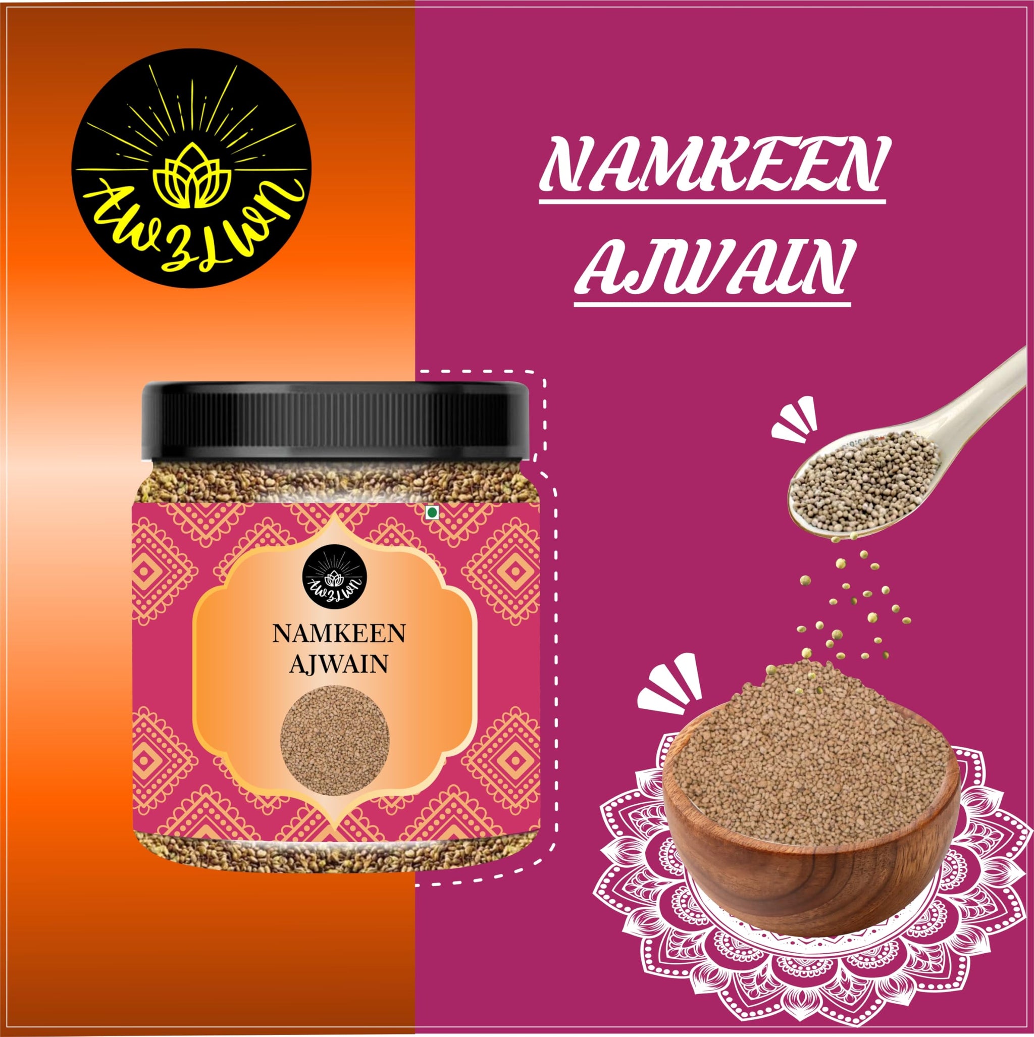 AWZLWN Natural Namkeen Ajwain 7.05 OZ (200 GM) | Set oF 1 | AWZLWN