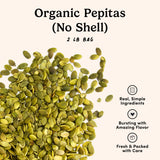 Nuts.com - Organic Pumpkin Seeds - 2 Lb Bag, No Shell Pumpkin Seeds Organic, Healthy Snack for Adults & Kids, Rich in Protein, Fiber, Calcium