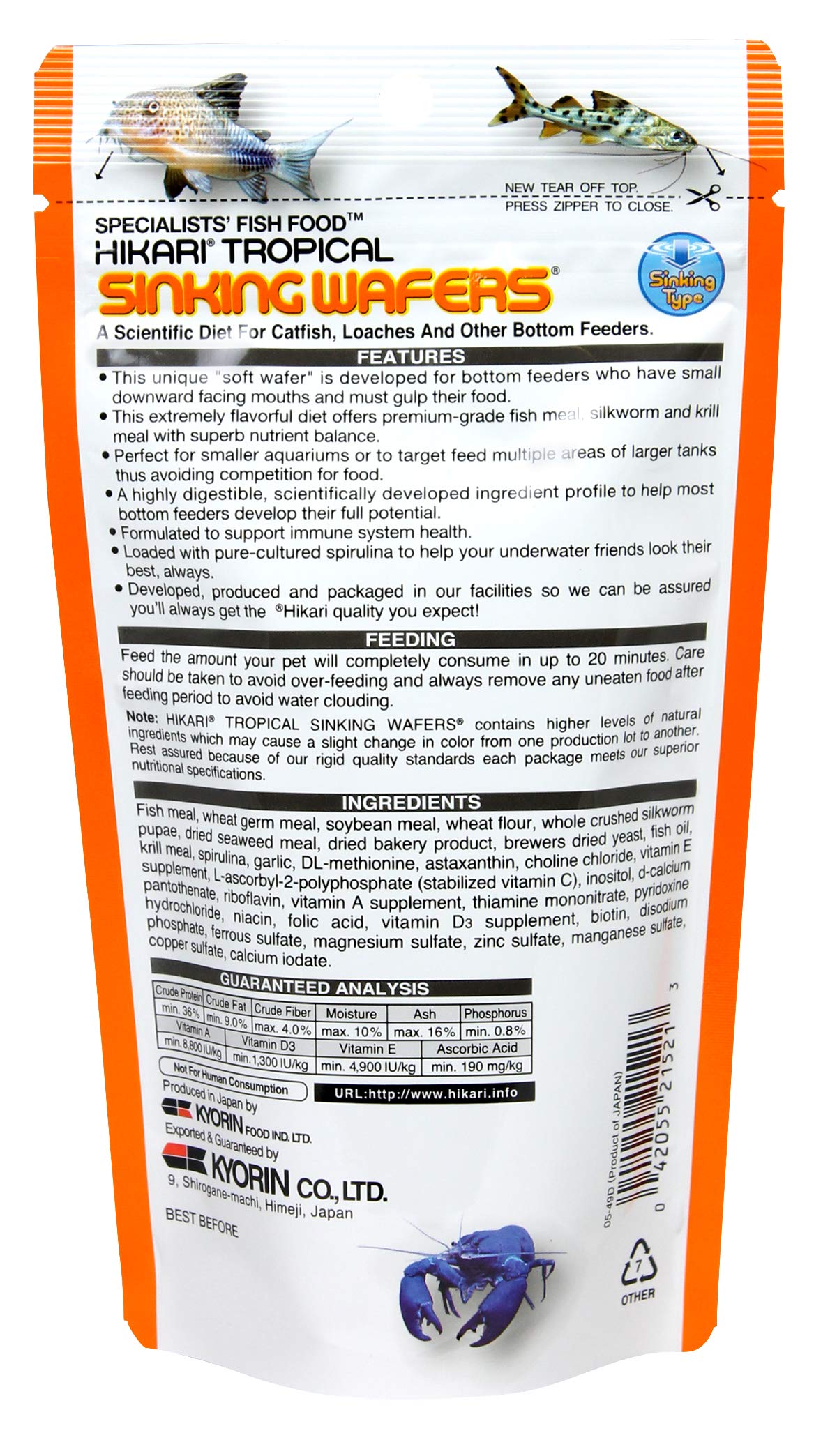 Hikari Tropical Sinking Wafers Fish Food, 0.88 oz (25g)