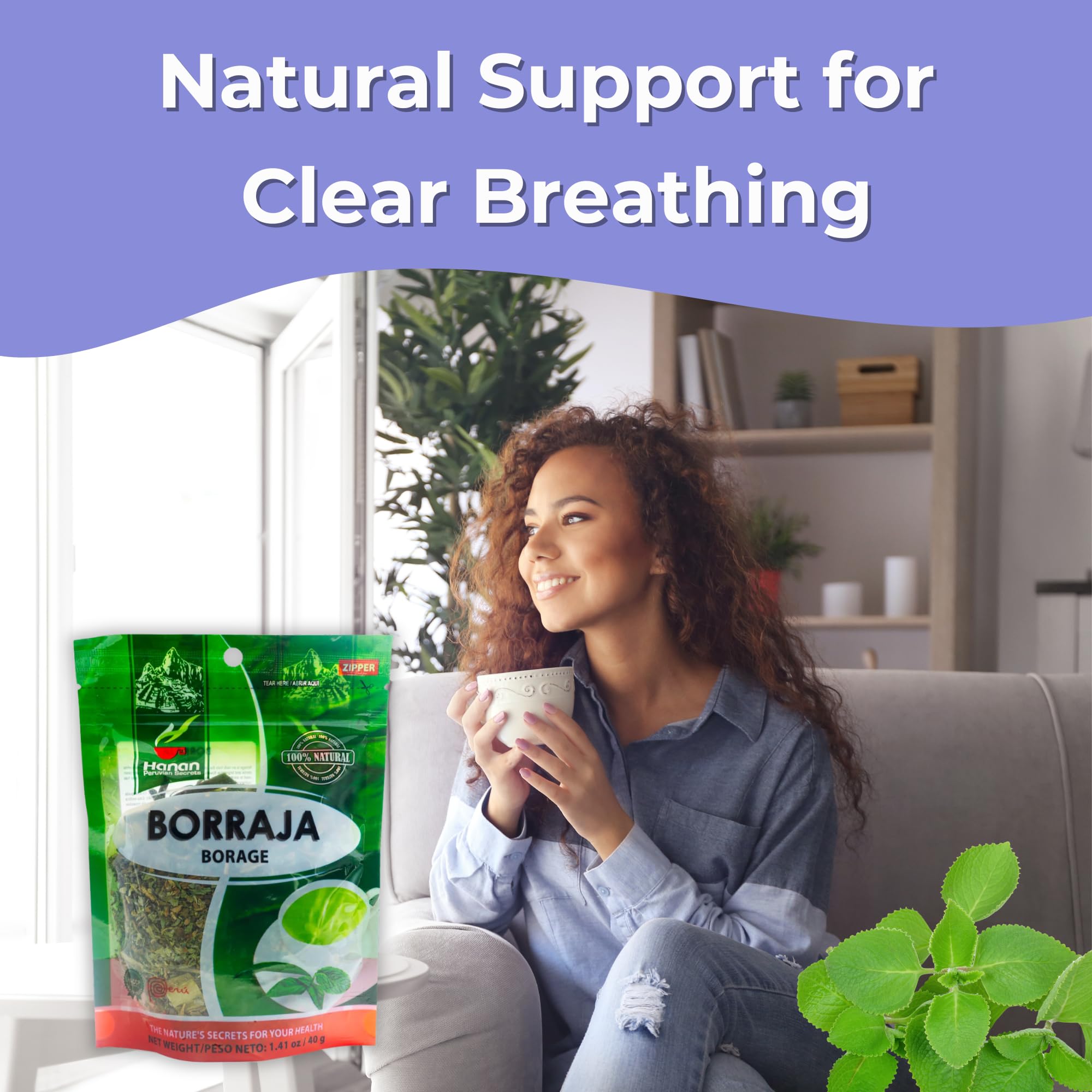 Hanan Borraja Loose Leaf 1.4 oz (40 g) aka Borage Tea leaf, Starflower Herb from Peru Natural Herbal Tea