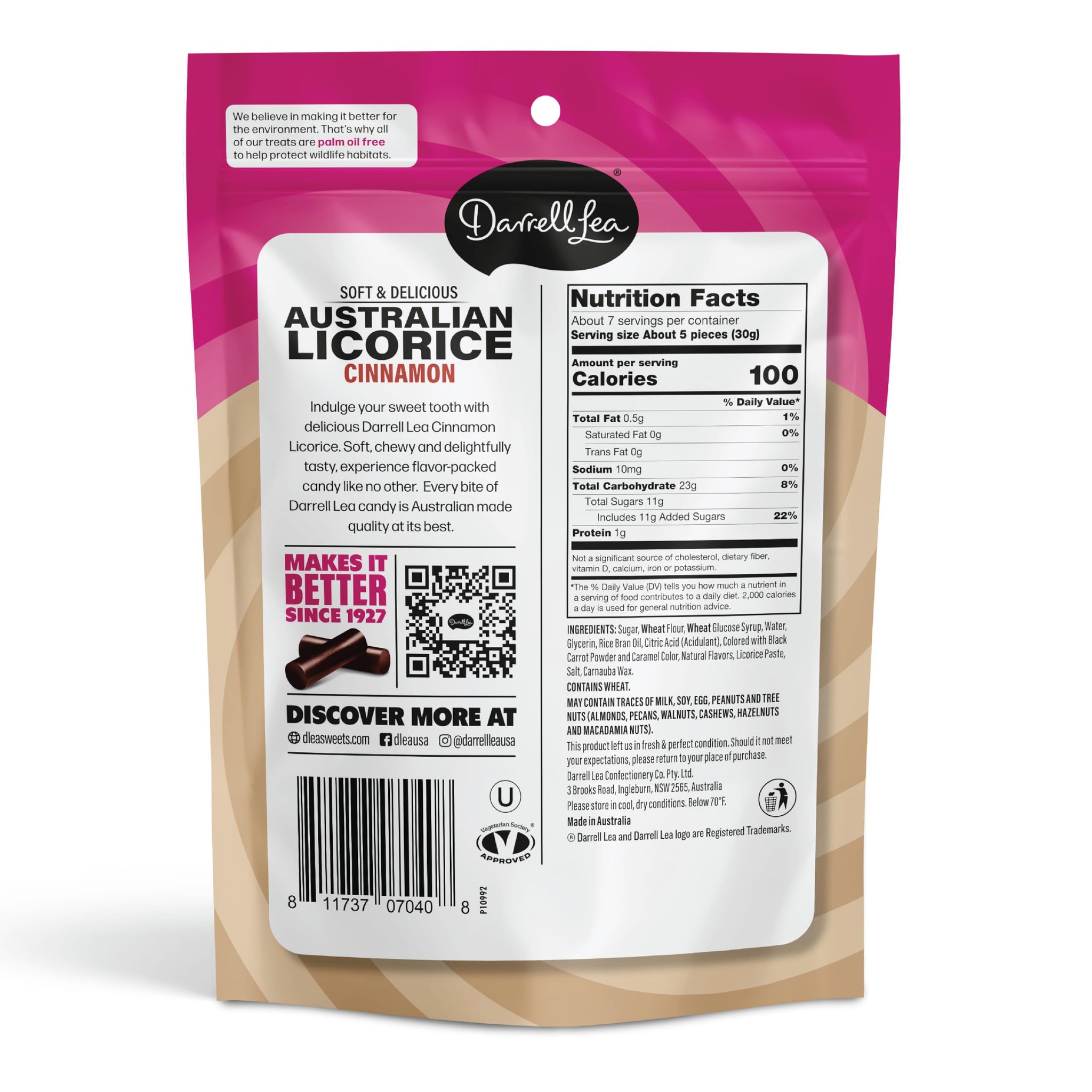 Darrell Lea Soft Australian Licorice, Non-GMO, No Palm Oil, Plant Based, No High Fructose Corn Syrup, Soft & Chewy Licorice Candy, Made in Australia