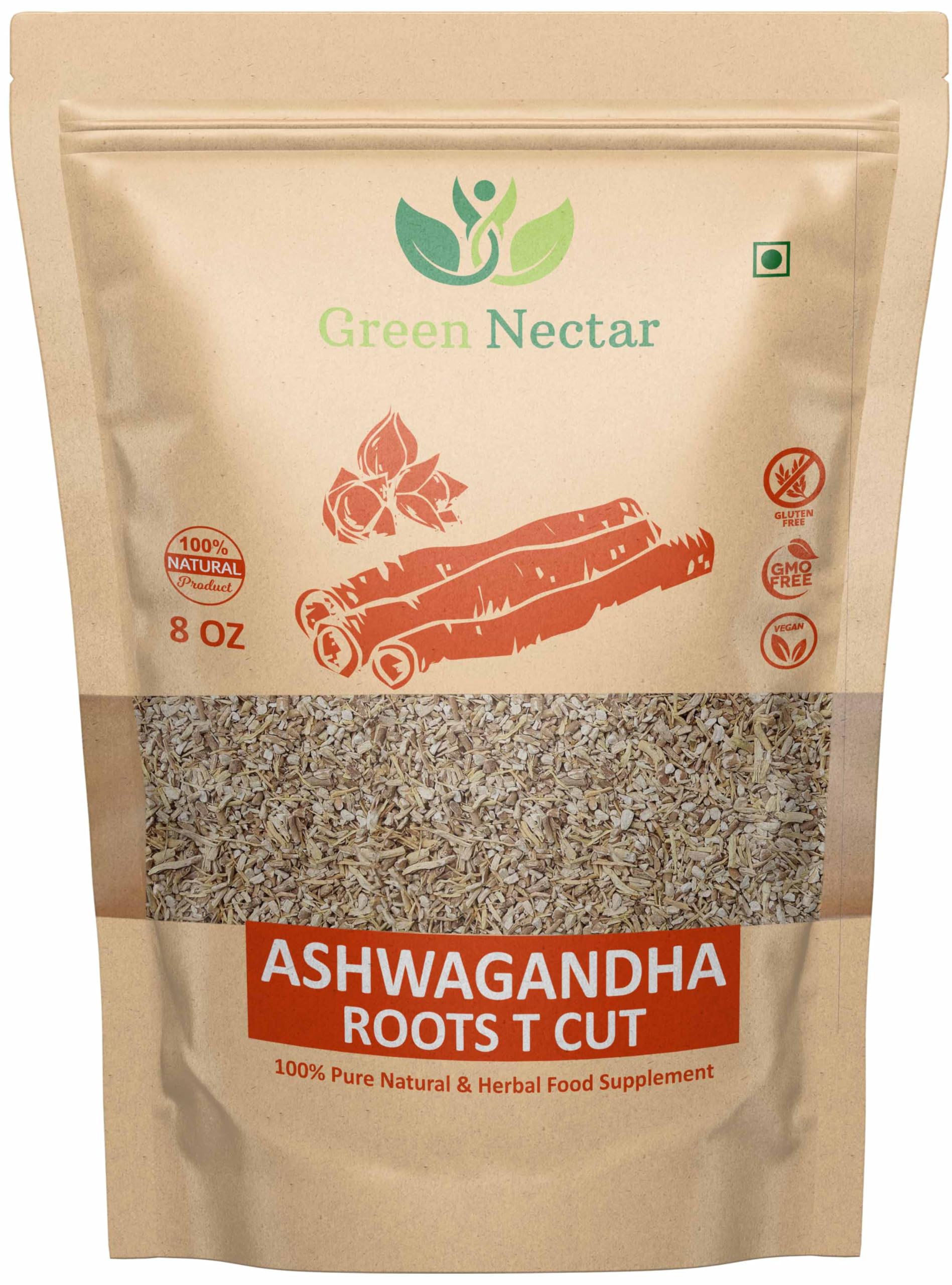Ashwagandha Root 8 Oz |(Tea Cut), Dried Ashwagandha Herb, 100% Naturally Dried, Withania Somnifera. Best Particle Size For Making Tea (1)