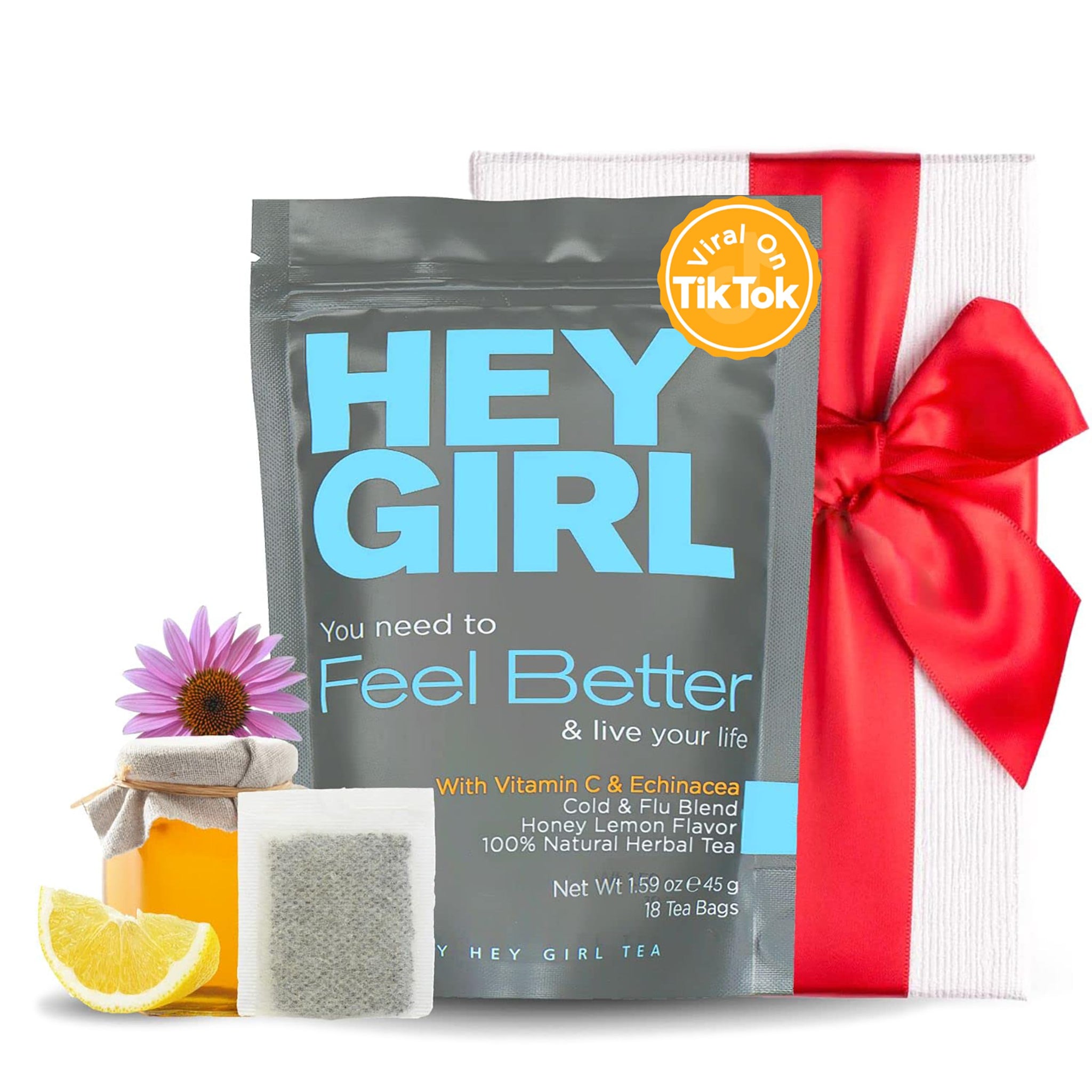 Get Well Soon Gifts For Women | Immunity Tea For Colds and Sore Throat with Elderberry, Echinacea | Care Package For Sick Friend to Feel Better |