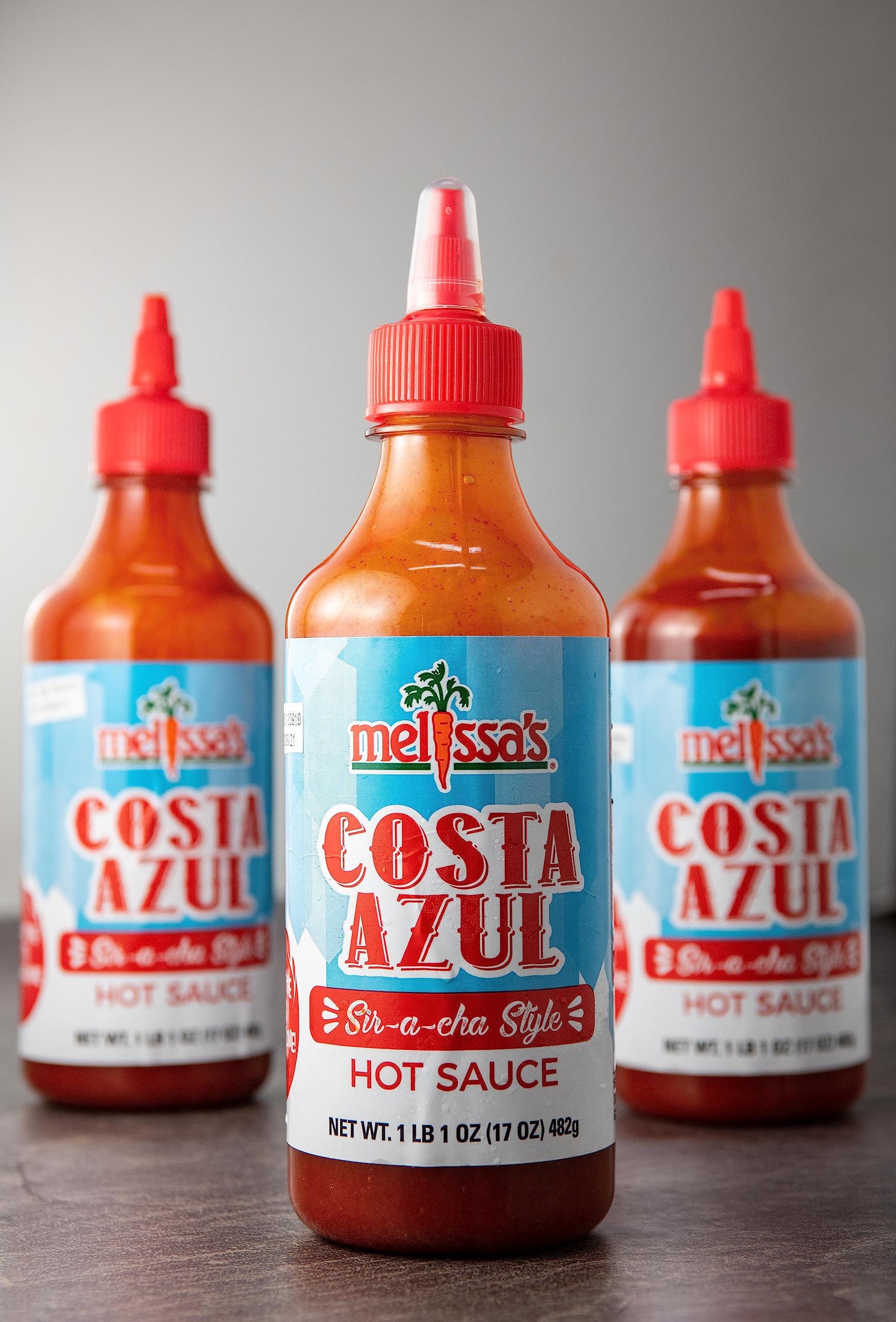 Costa Azul Hot Sauce | 17oz Easy Squeeze Bottle | Sriracha Style Sauce - 3 pack