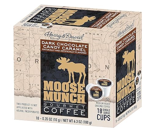 Harry & David Moose Munch Coffee in Single Serve Cups 18ct (Dark Chocolate Candy Caramel)