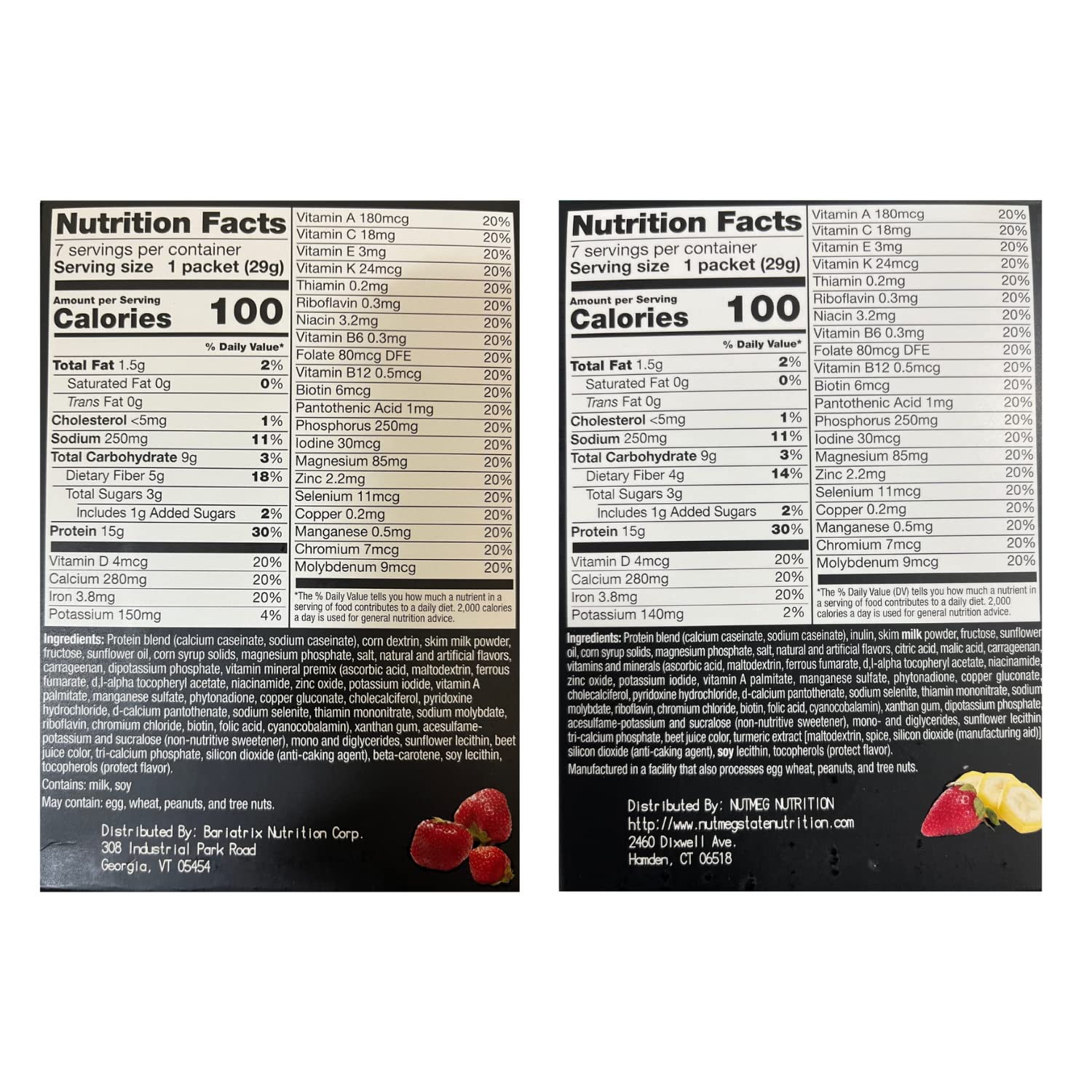 PROTIFIT - High Protein Strawberry & Strawberry Banana Pudding & Shake Mix 2 Pack, 15g Protein, Low Calorie, Low Fat, Low Carb, Aspartame Free, Idea