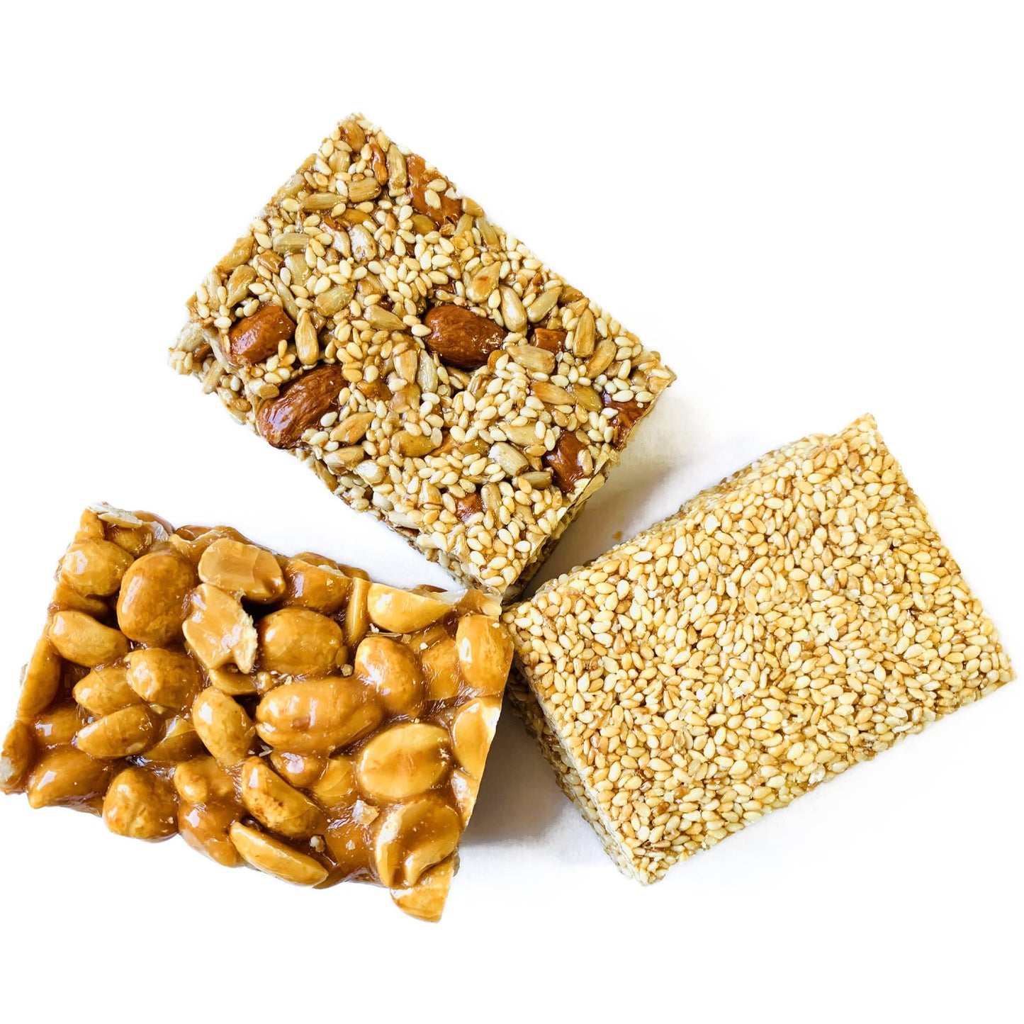 NY SPICE SHOP Crunch Bar - Pack of 3 Honey Bars (Peanut, Sesame & Honey Nut & Seed) - 12 Ounces Healthy Protein Snacks - Crunch Honey Candy - Great