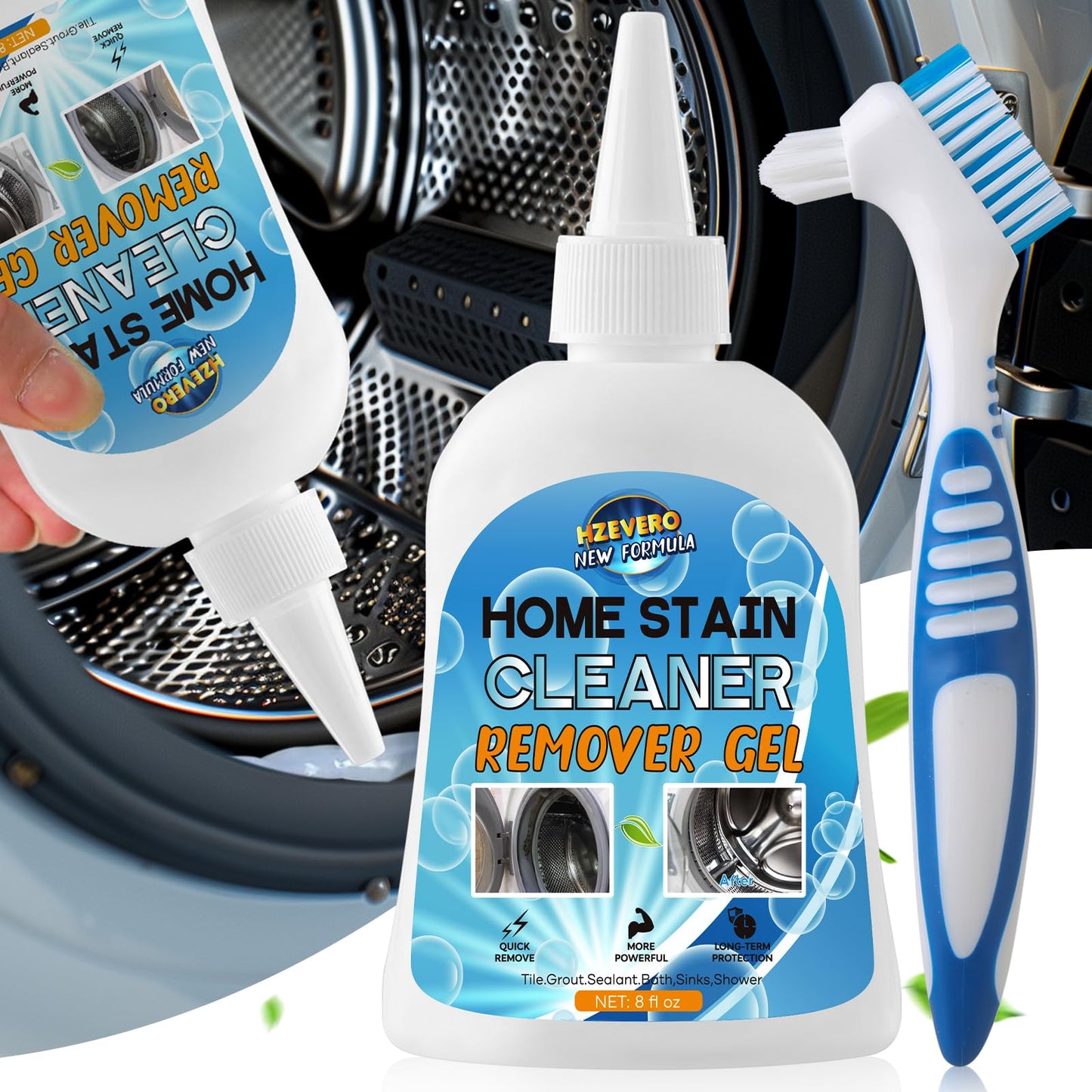 Mold Stain Remover Gel, Washing Machine Cleaner for Front Loader Washer Gasket Rubber Seal Home Stain Removal Gel for Grout, Caulk, Refrigerator