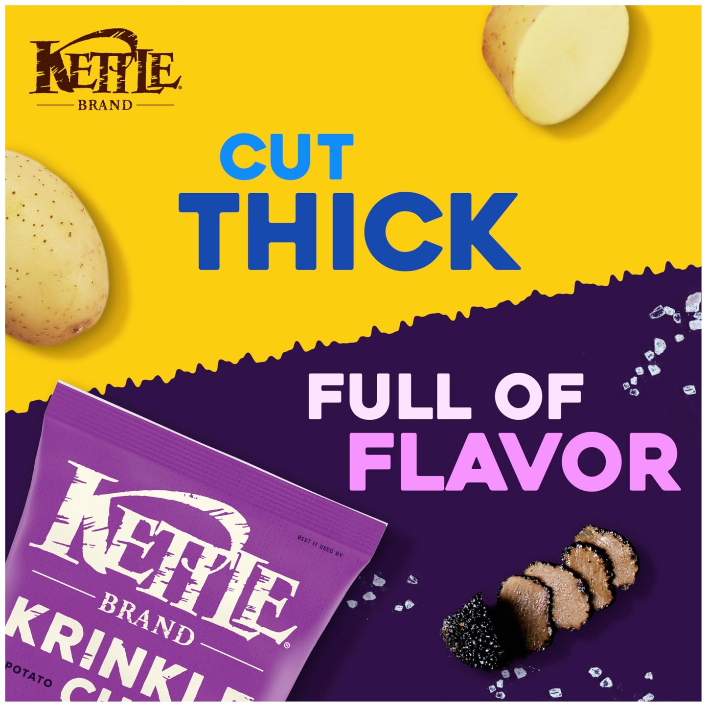 Kettle Brand Potato Chips, Krinkle Cut, Truffle Oil & Sea Salt Kettle Chips, 7.5 Oz
