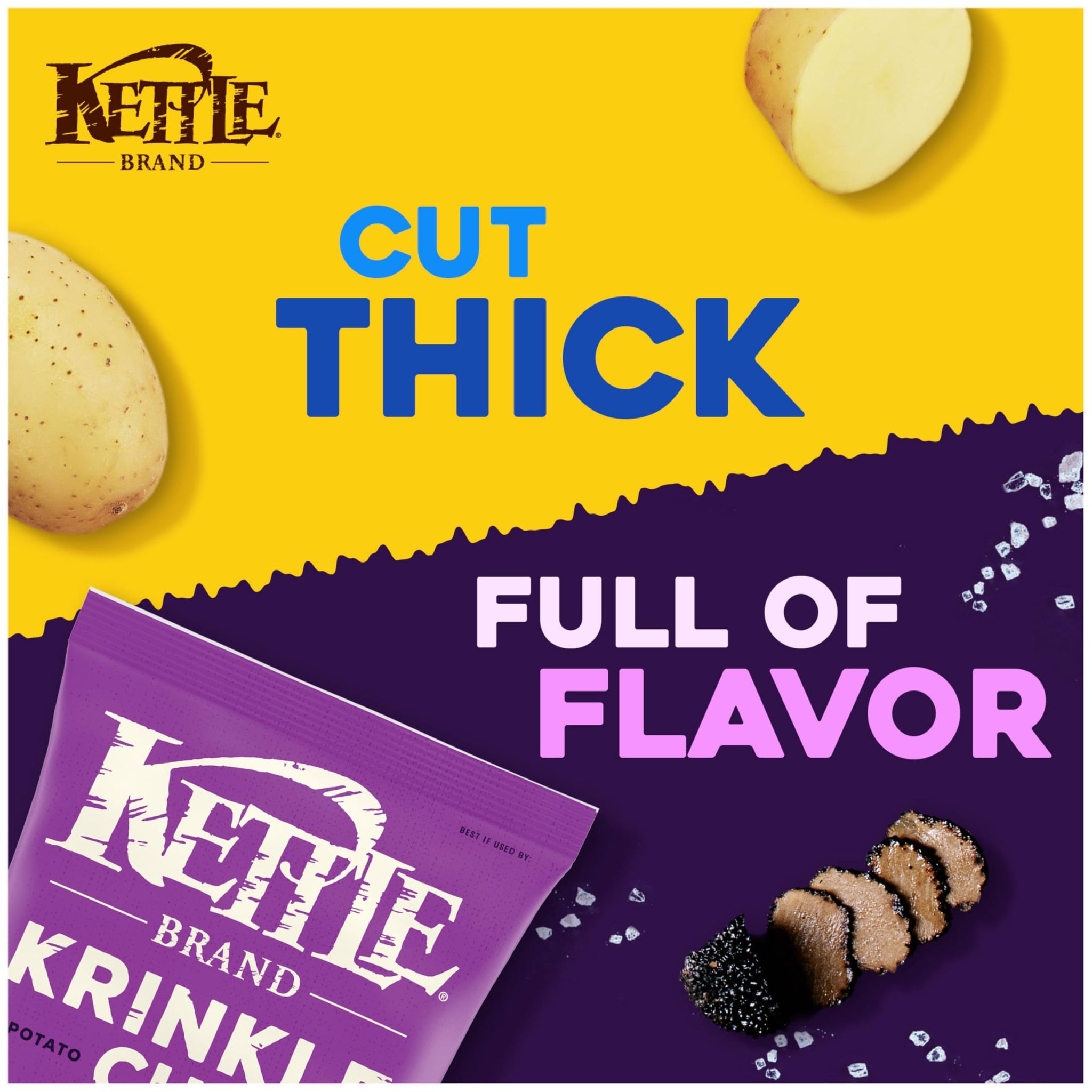Kettle Brand Potato Chips, Krinkle Cut, Truffle Oil & Sea Salt Kettle Chips, 7.5 Oz