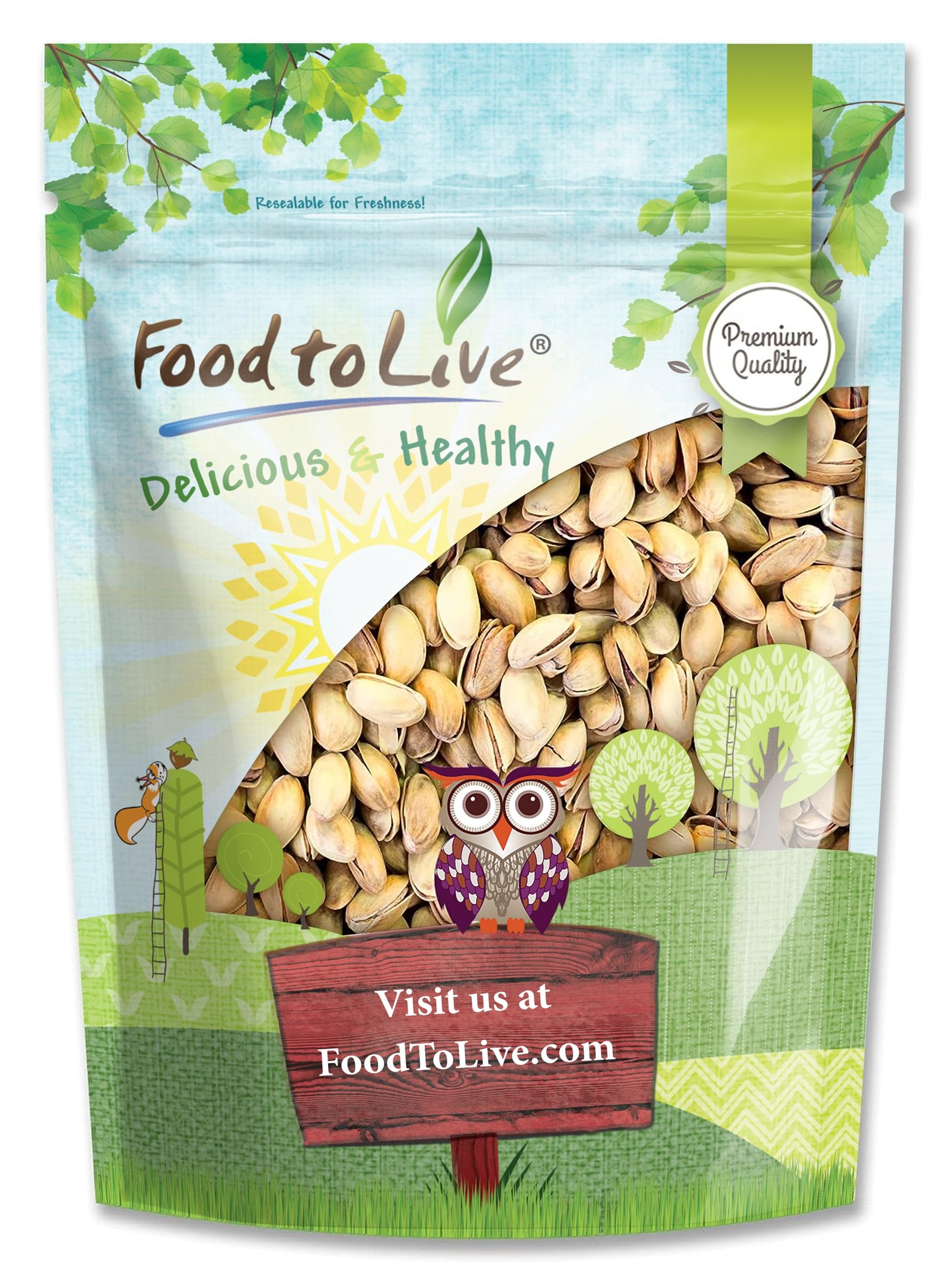 Food to Live Pistachios, Roasted and Salted, 1.5 Pounds - California Dry Roasted Pistachios with Sea Salt, In Shell, Kosher, Vegan Superfood, Bulk