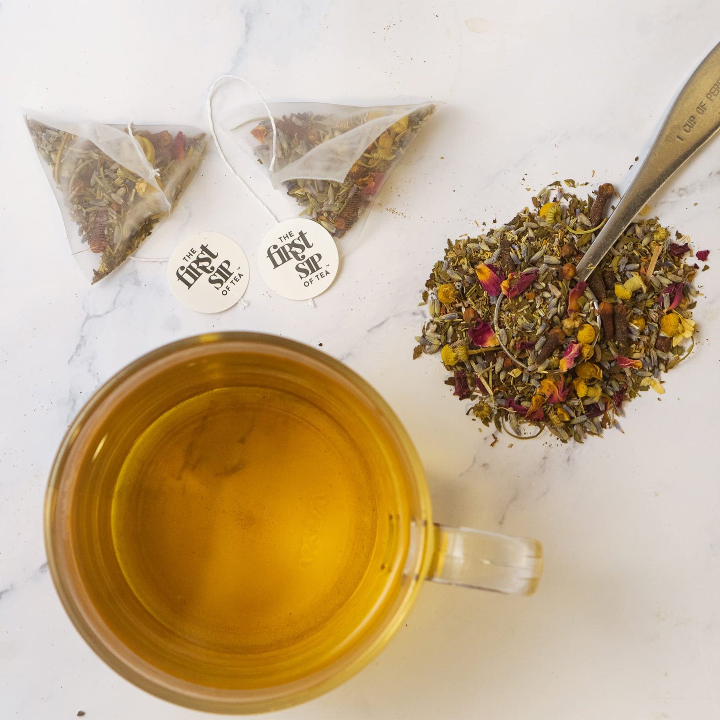 Spirit Tea, Herbal Tea Bags, Chamomile, Lavender, Rose, Cloves, Caffeine-Free, Calming Stress Relief & Health Support Evening Tea - 16 Cups | The