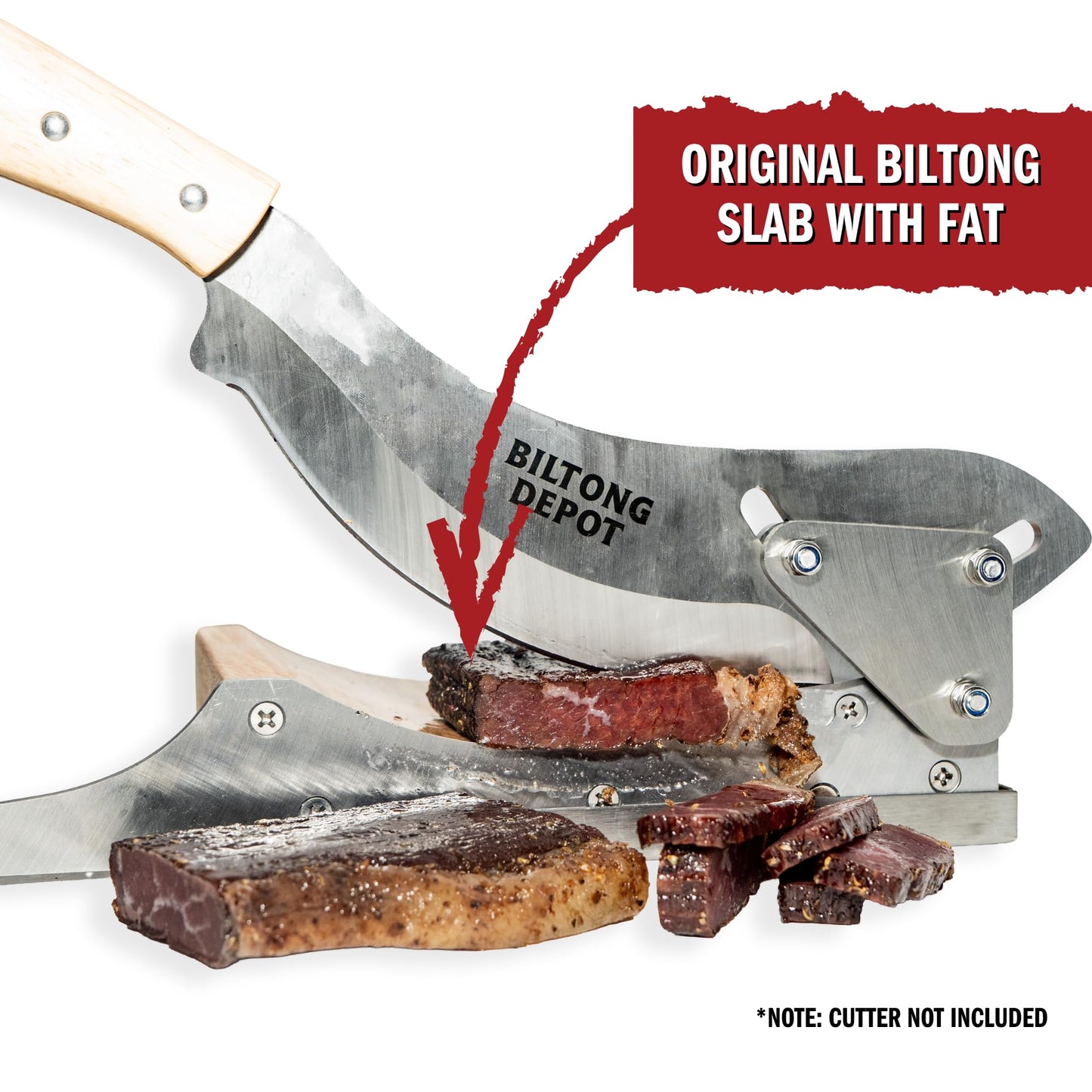 Biltong Depot Original Beef Biltong Slab with Fat - 1lb (2 x 8oz Slabs) | Air-Dried Beef Jerky Snack | High Protein | Zero Sugar | Keto & Paleo