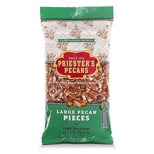PRIESTER'S Large Raw Pecan Pieces - Natural Shelled Pecans Grown in the USA - Unsalted Pecans for Snacking and Baking - Tight Resealable Bag