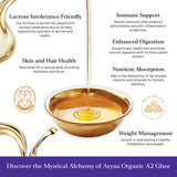 Aryaa Organic A2 Ghee | Grass-fed Cow Ghee, Bilona Method |1Liter (34 fl oz) | Premium Ayurvedic Elixir | Lactose-free, Non-GMO, Keto-Friendly