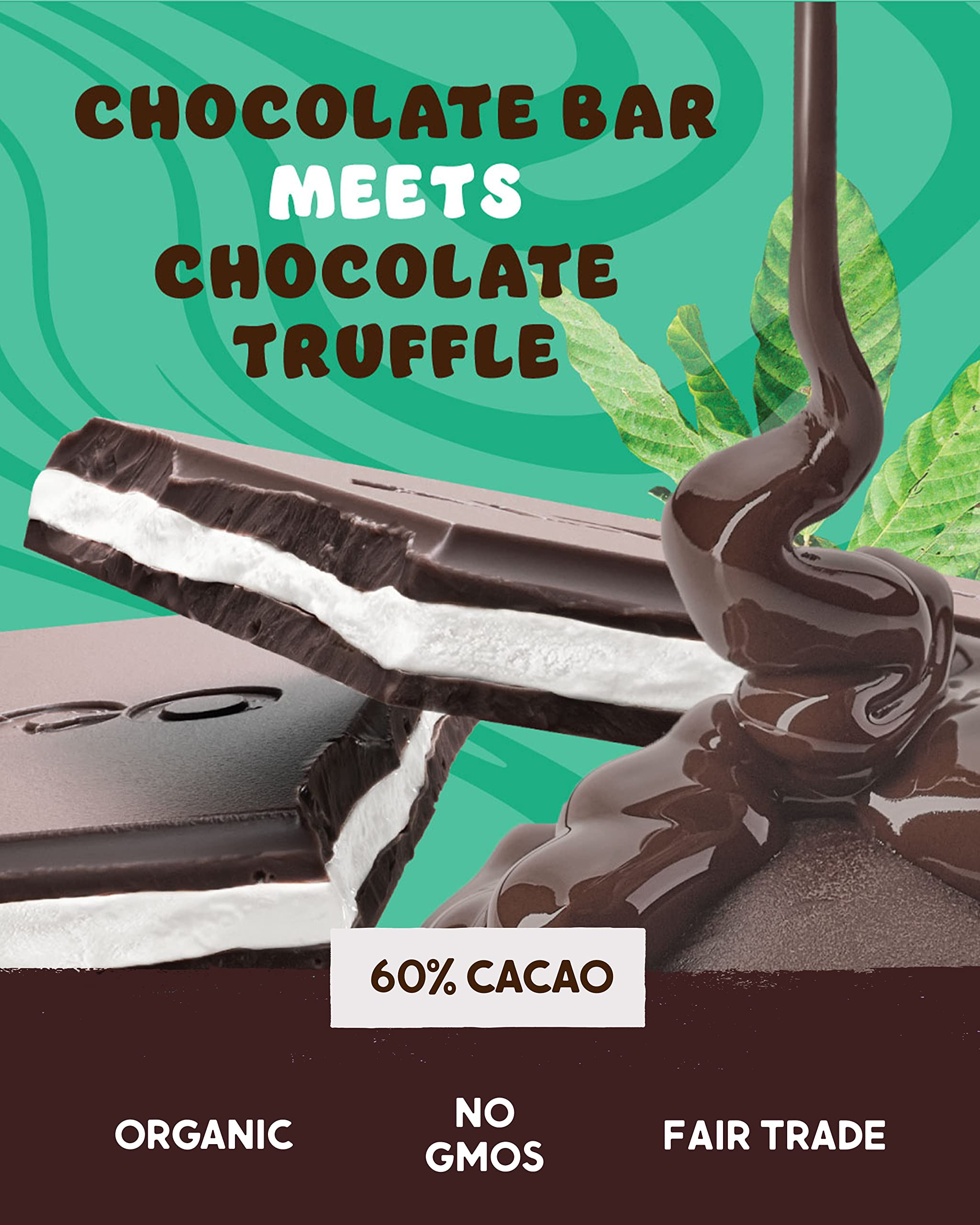 Alter Eco Mint Creme Truffle Thins, Chocolate Bar with Gooey Ganache Truffle Filling, Gluten-Free, Non-GMO Snacks, No Additives or Artificial