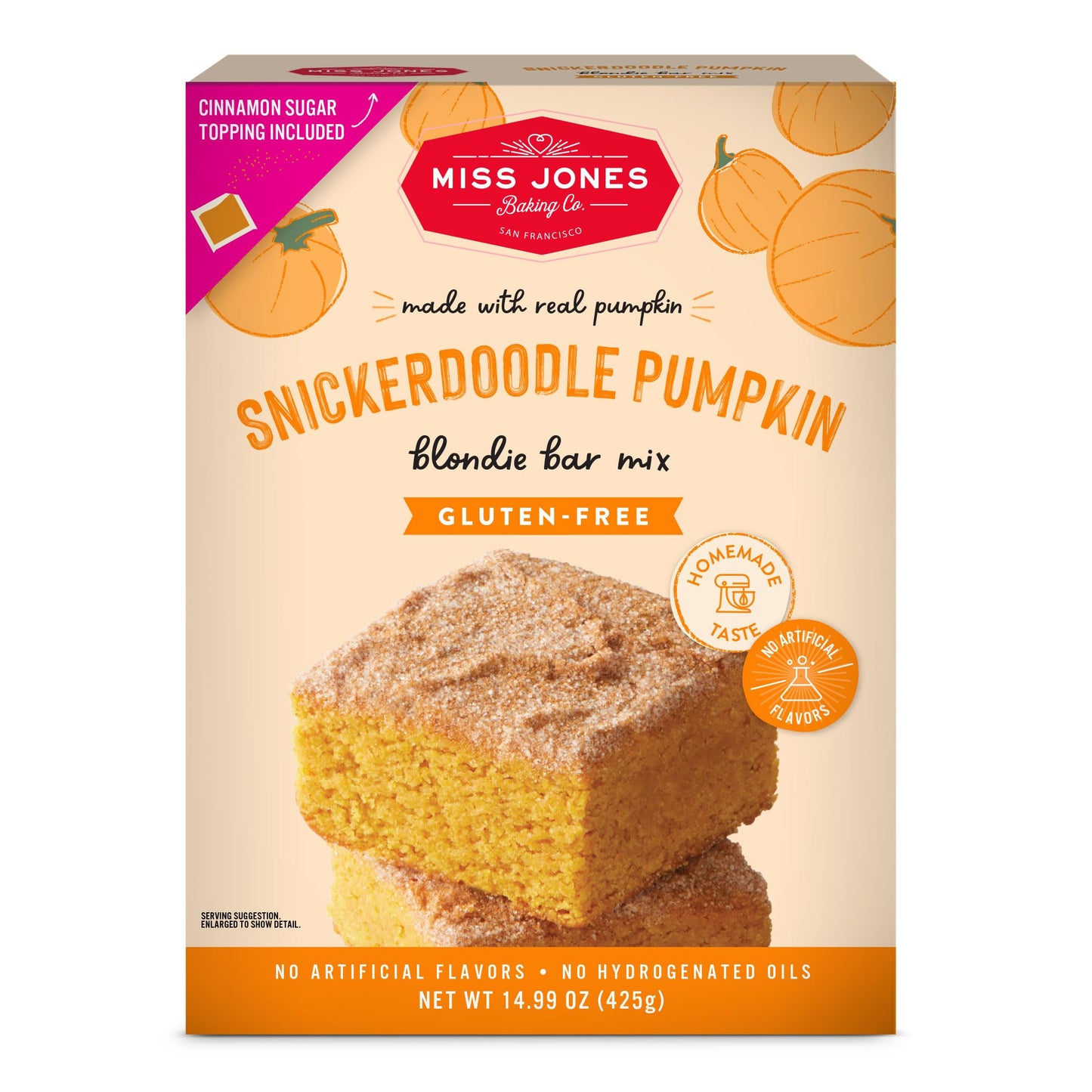 Miss Jones Gluten-Free Snickerdoodle Pumpkin Blondie Bars