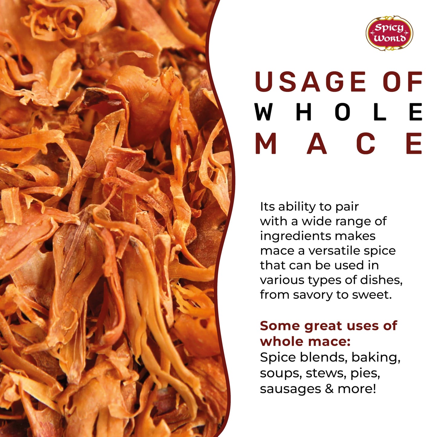 Spicy World Mace Whole 3.5oz (100g) - Javathri, Pure, Natural, Nutmeg's Rind