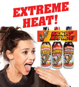 Kick Yo' As Hot Sauce Bottles Gift Set - Ghost Pepper, Scorpion and Carolina Reaper Hot Sauces - Try if you dare! - Perfect Stocking Stuffers or