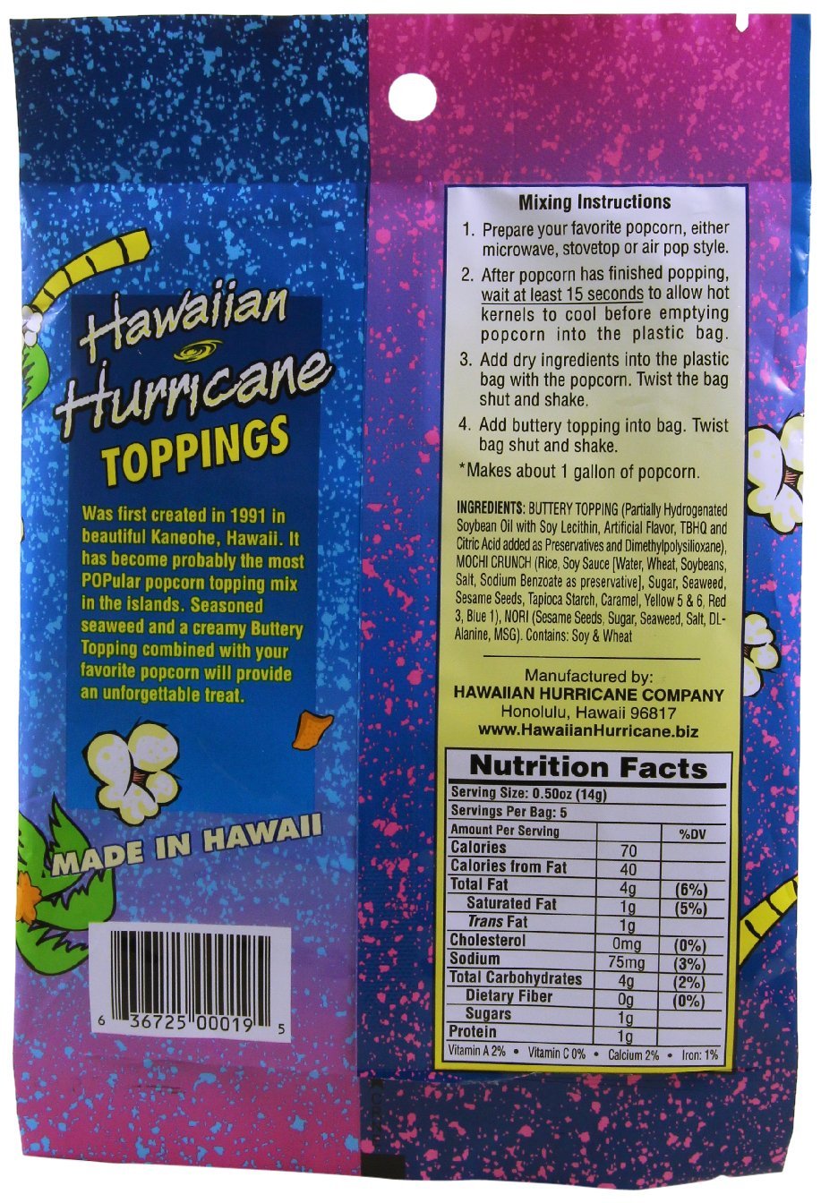Hawaiian Hurricane Mochi Crunch Nori Popcorn Topping, 2.5 Ounce