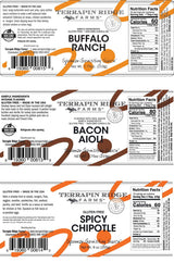 Terrapin Ridge Farms Squeeze Me Baby Sampler Set - One Each of Buffalo Ranch, Bacon Aioli, and Spicy Chipotle Garnishing Squeeze Bottles (3 Items)